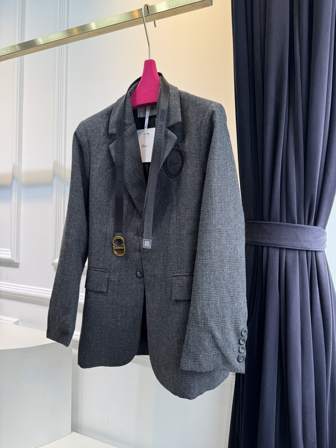 Dior Gray Logo Belt Blazer