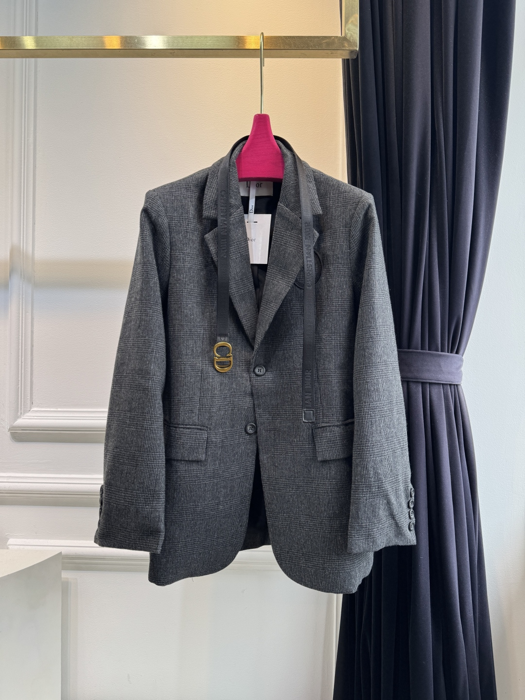 Dior Gray Logo Belt Blazer