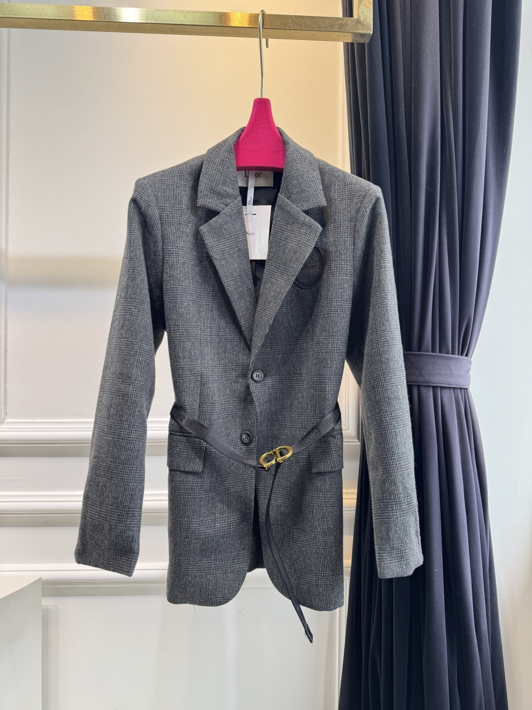 Dior Gray Logo Belt Blazer