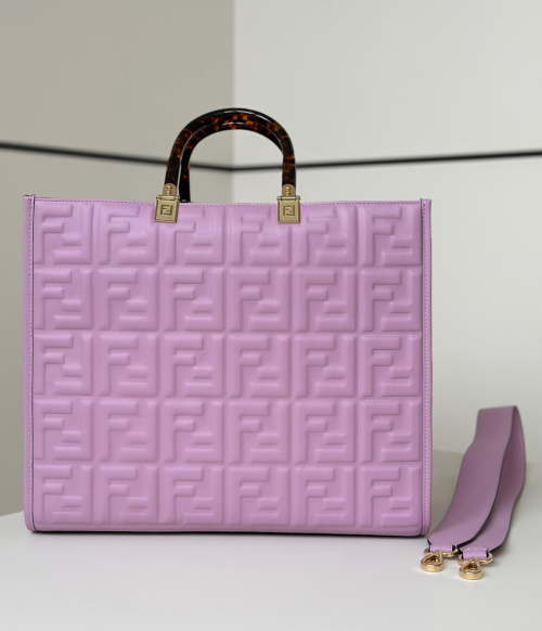 Fendi Embossed Leather Tote Bag with Amber Handle - Stylish & Spacious 1 Fendi Embossed Leather Tote Bag with Amber Handle - Stylish & Spacious