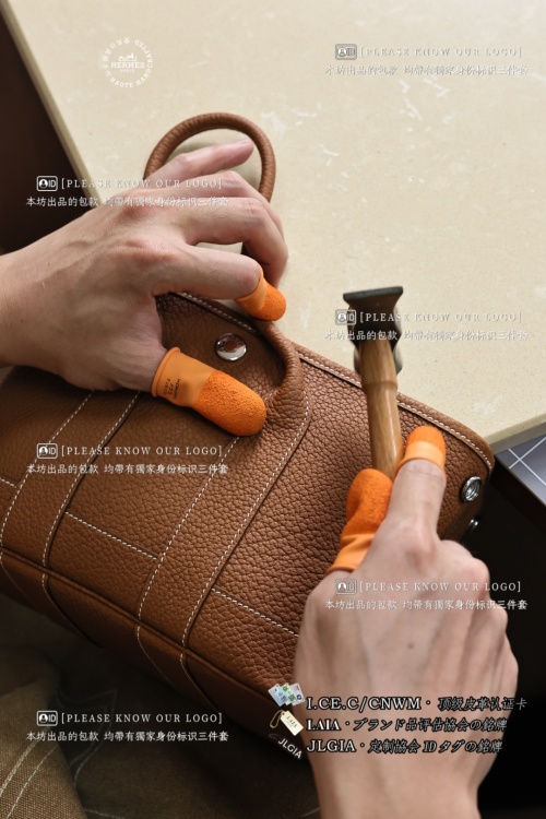 Hermes Garden Party Saddle Stitch Bag, Brown Leather Tote, Handmade Craft 1 Hermes Garden Party Saddle Stitch Bag, Brown Leather Tote, Handmade Craft