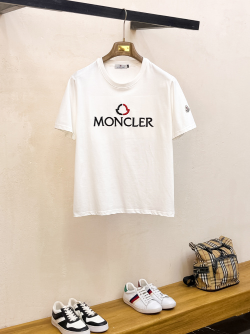 Moncler Men's White Cotton T-Shirt with Logo - Modern, Comfortable Fit
