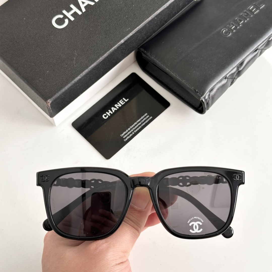 Chanel солнцезащитные очки ацетат чёрный квадратная оправа
