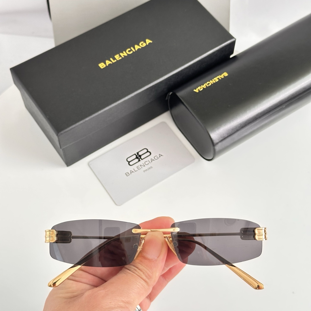 Balenciaga Sunglasses Metal Rimless Rectangular