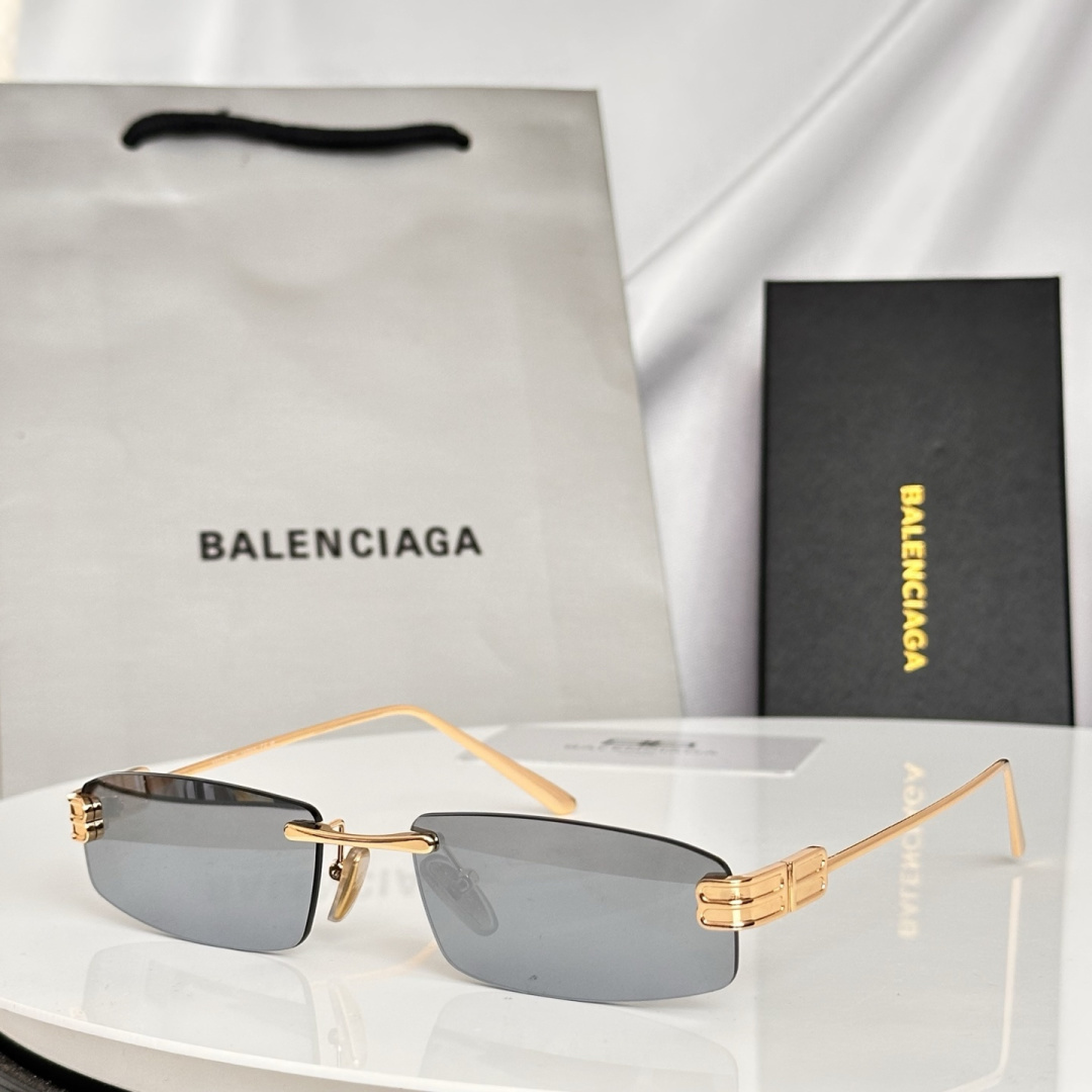 Balenciaga Sunglasses Metal Rimless Rectangular
