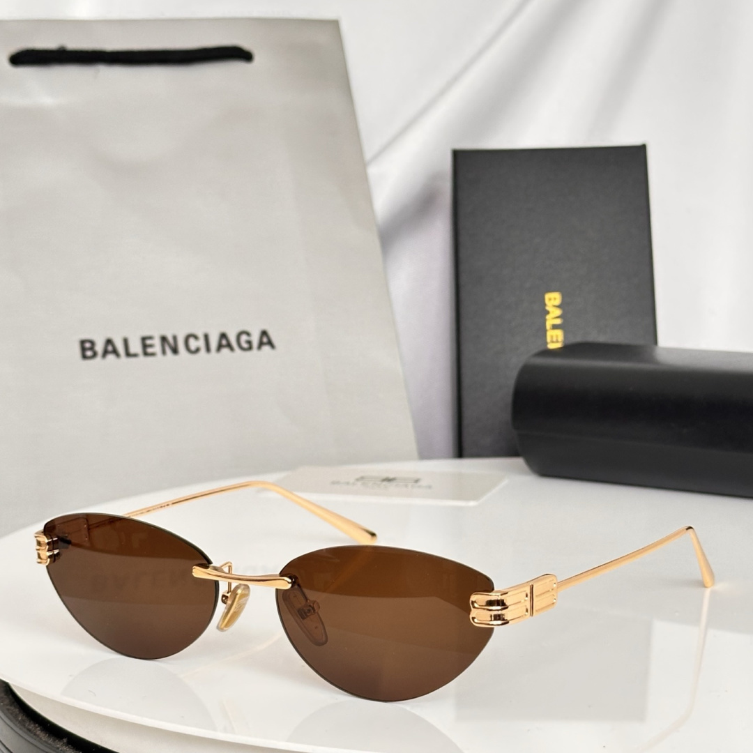 Balenciaga Sunglasses Metal Rimless Oval