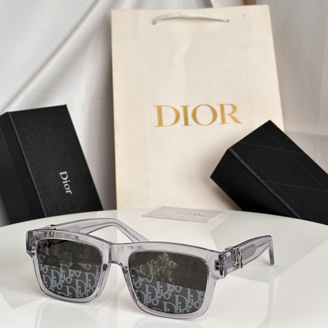 DIOR Sunglasses Acetate Square Transparent Gray