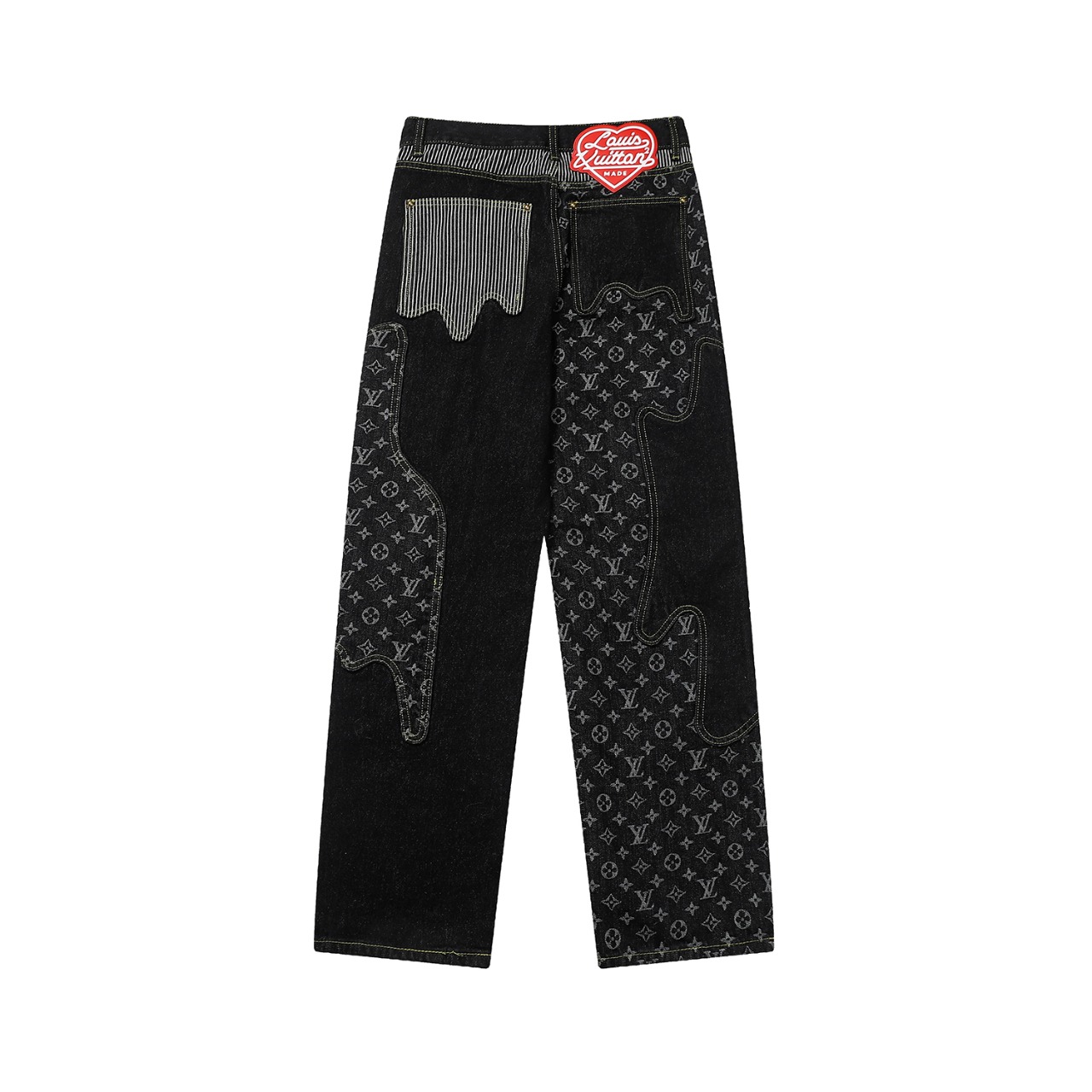 LouisVuitton/路易威登 Nigo 联名爱心贴布牛仔长裤