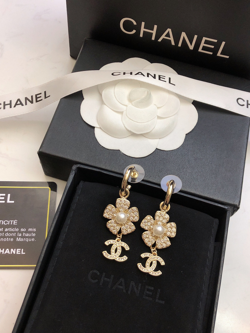 Chanel Joyas Pendiente Negro Vintage