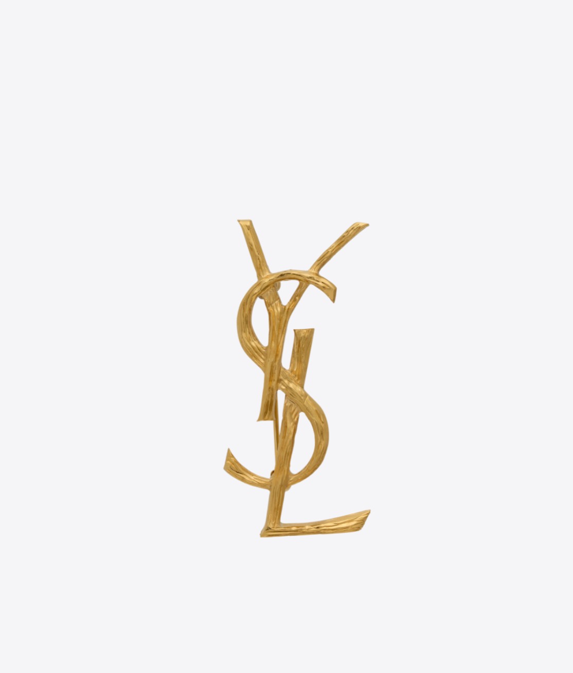 Saint Laurent Cassandre Twisted Monogram Brooch brooch gold tone metal no gemstones 4 5cm height