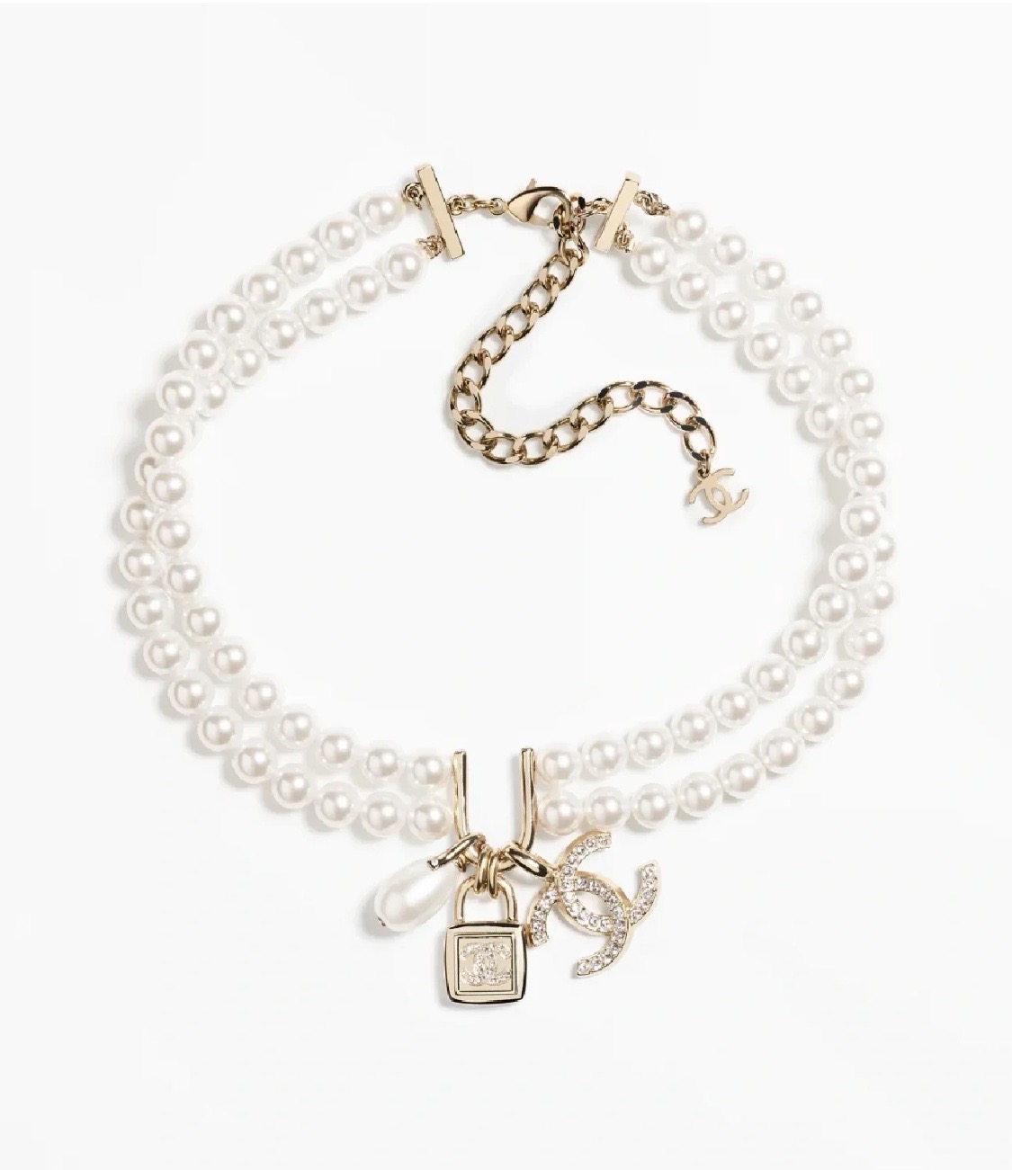 💎Chanel 香奈儿项链choker jewelry 【现货即发】 Ch@nel 23P 锁头珍珠双层项链 温柔配色 自然耐看 ☁️