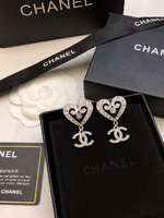 Chanel Perfect 
 Jewelry Earring Platinum White Openwork