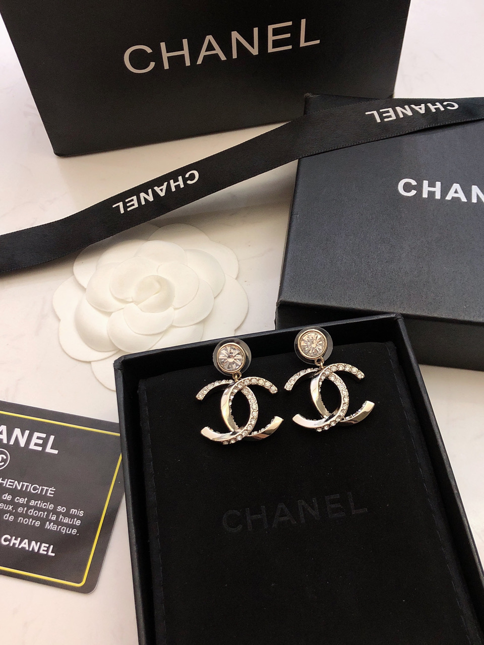 Chanel香奈儿耳环Earringjewelry原单品质扭纹cc耳环双C扭纹镶钻耳环简约百搭高级时髦精