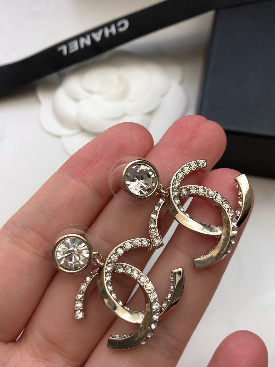 Chanel香奈儿耳环Earringjewelry原单品质扭纹cc耳环双C扭纹镶钻耳环简约百搭高级时髦精