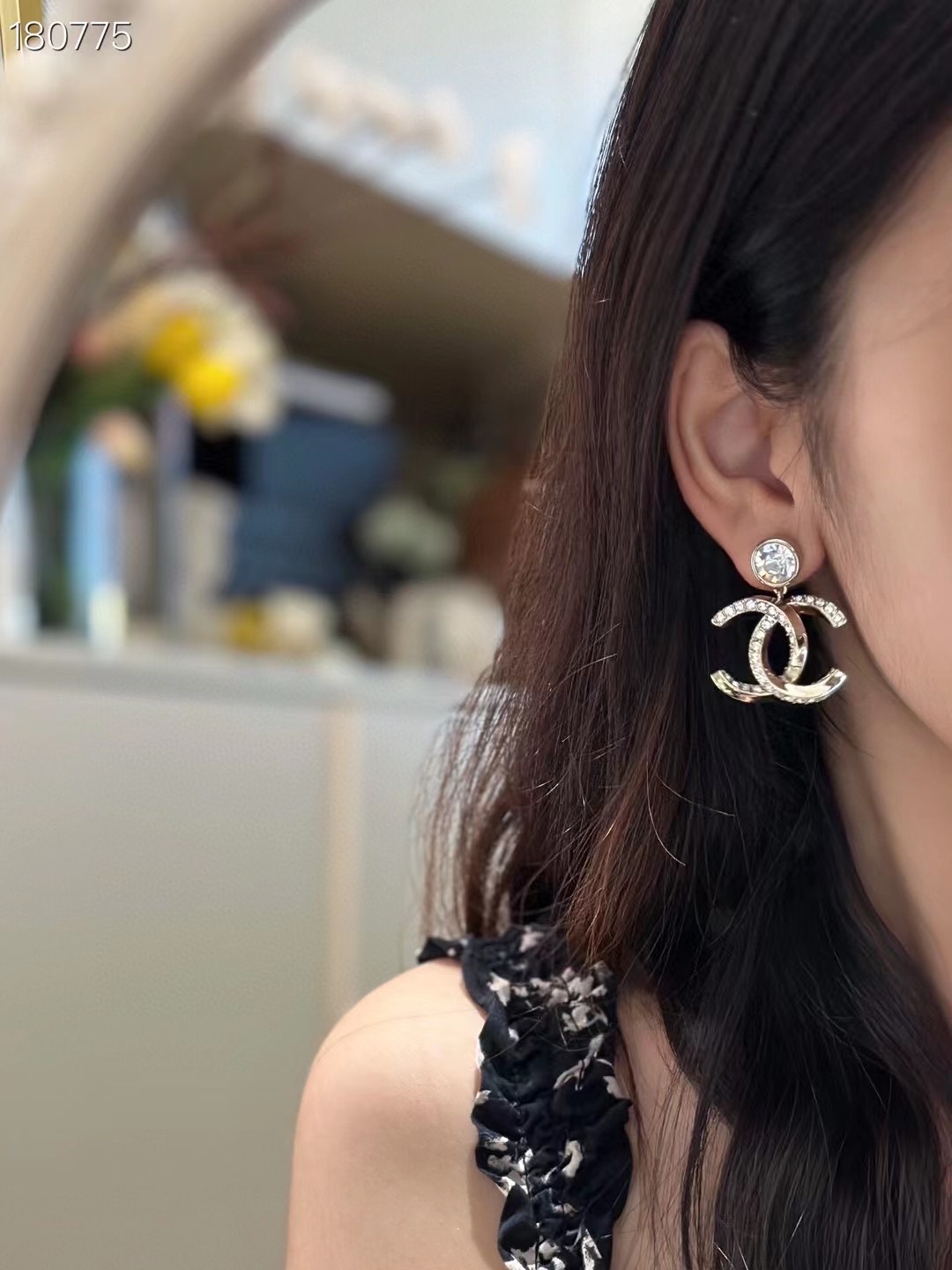 Chanel香奈儿耳环Earringjewelry原单品质扭纹cc耳环双C扭纹镶钻耳环简约百搭高级时髦精