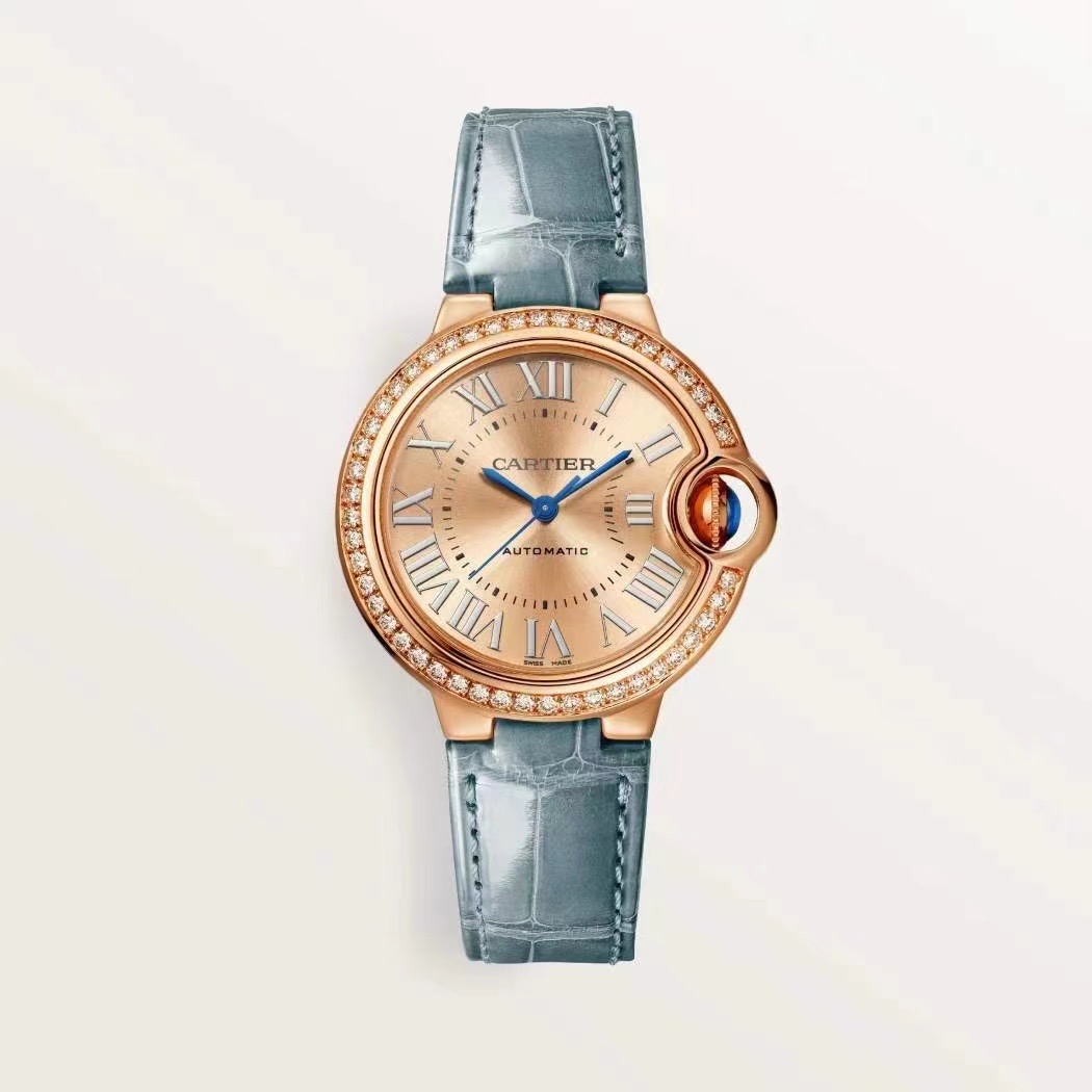 Cartier Reloj Azul Rosas Oro rosa Incrustados con diamantes Automatic Mechanical Movement