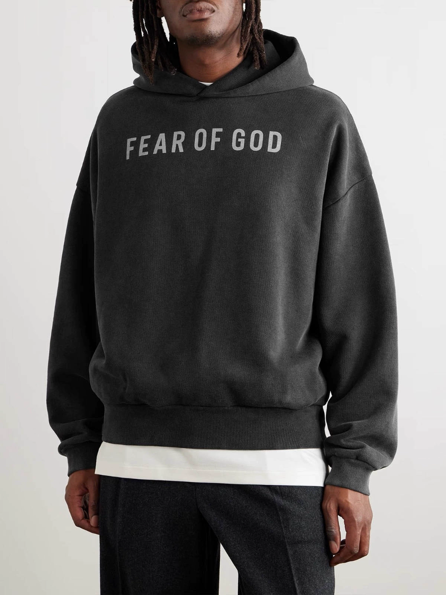 Fear of God FOG Essentials Washed Black Logo Hoodie Sweatshirt 5 A2017122801002613348508089233076936704