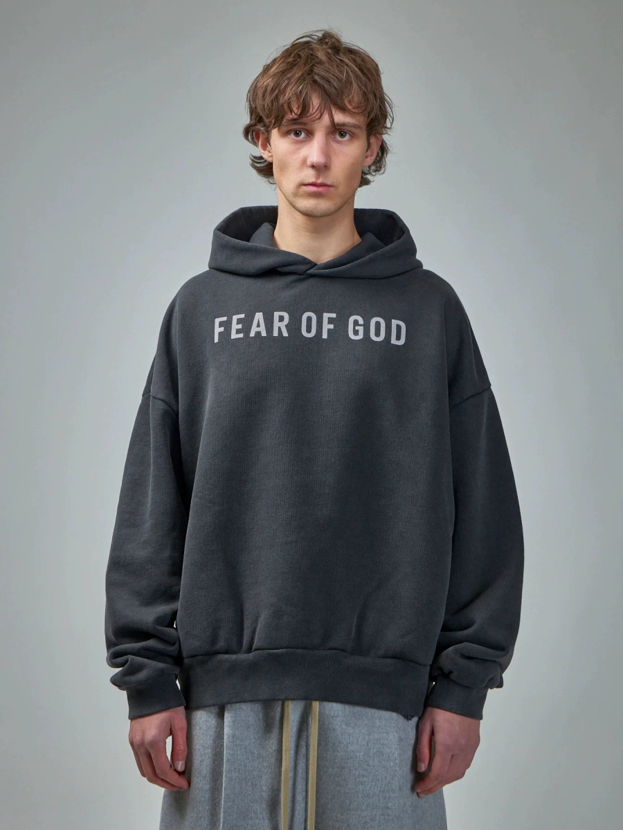 Fear of God FOG Essentials Washed Black Logo Hoodie Sweatshirt 4 A2017122801002613348508089233152446464