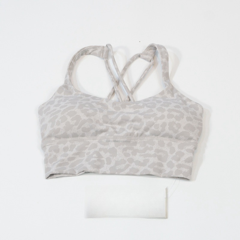 Lululemon sports bra yoga light gray leopard print