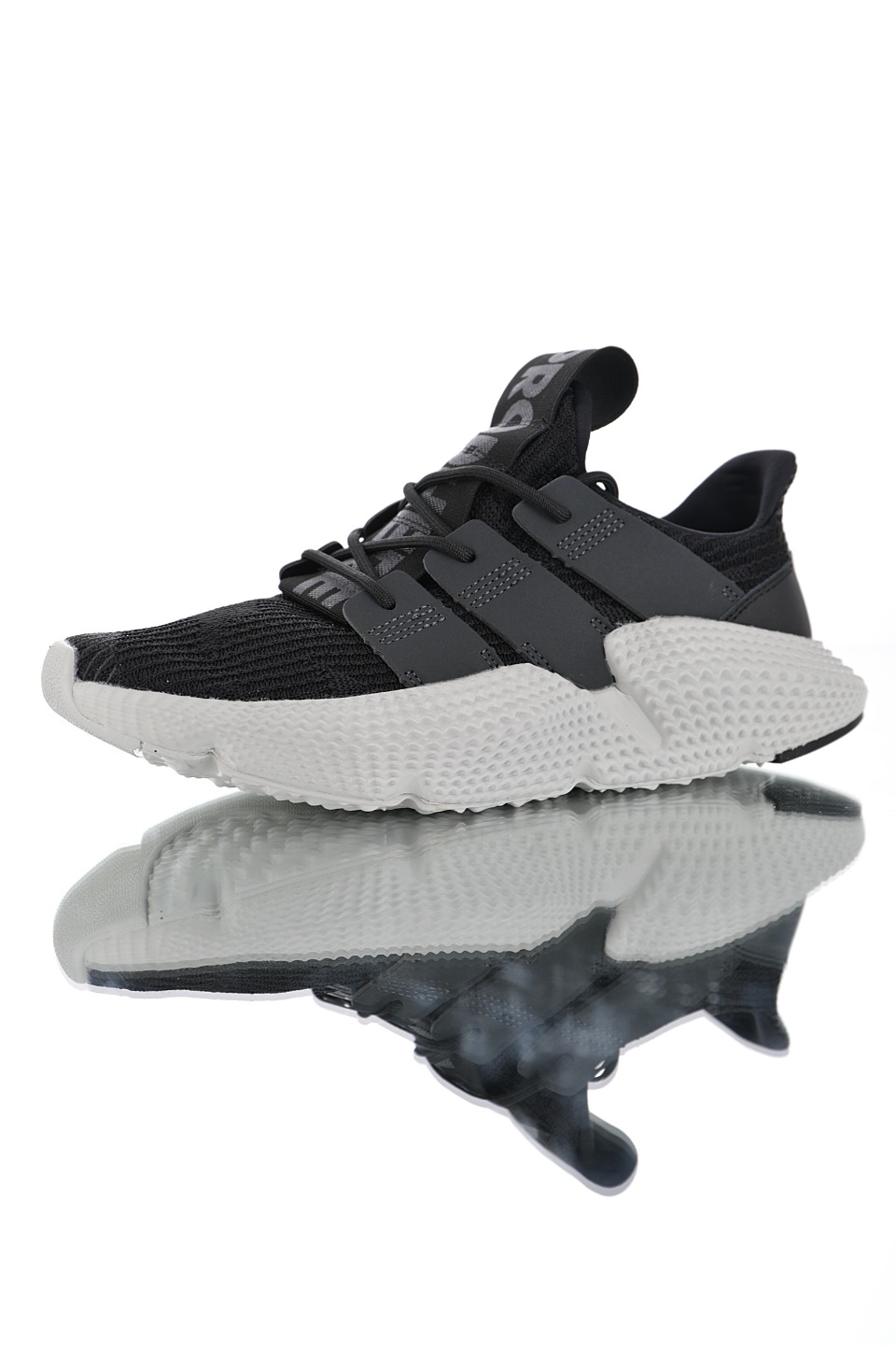 170 男女鞋，真标带半码  三叶草 adidas Originals Prophere刺猬套脚飞织百搭慢跑鞋“暗黑印花字母”BD7731
