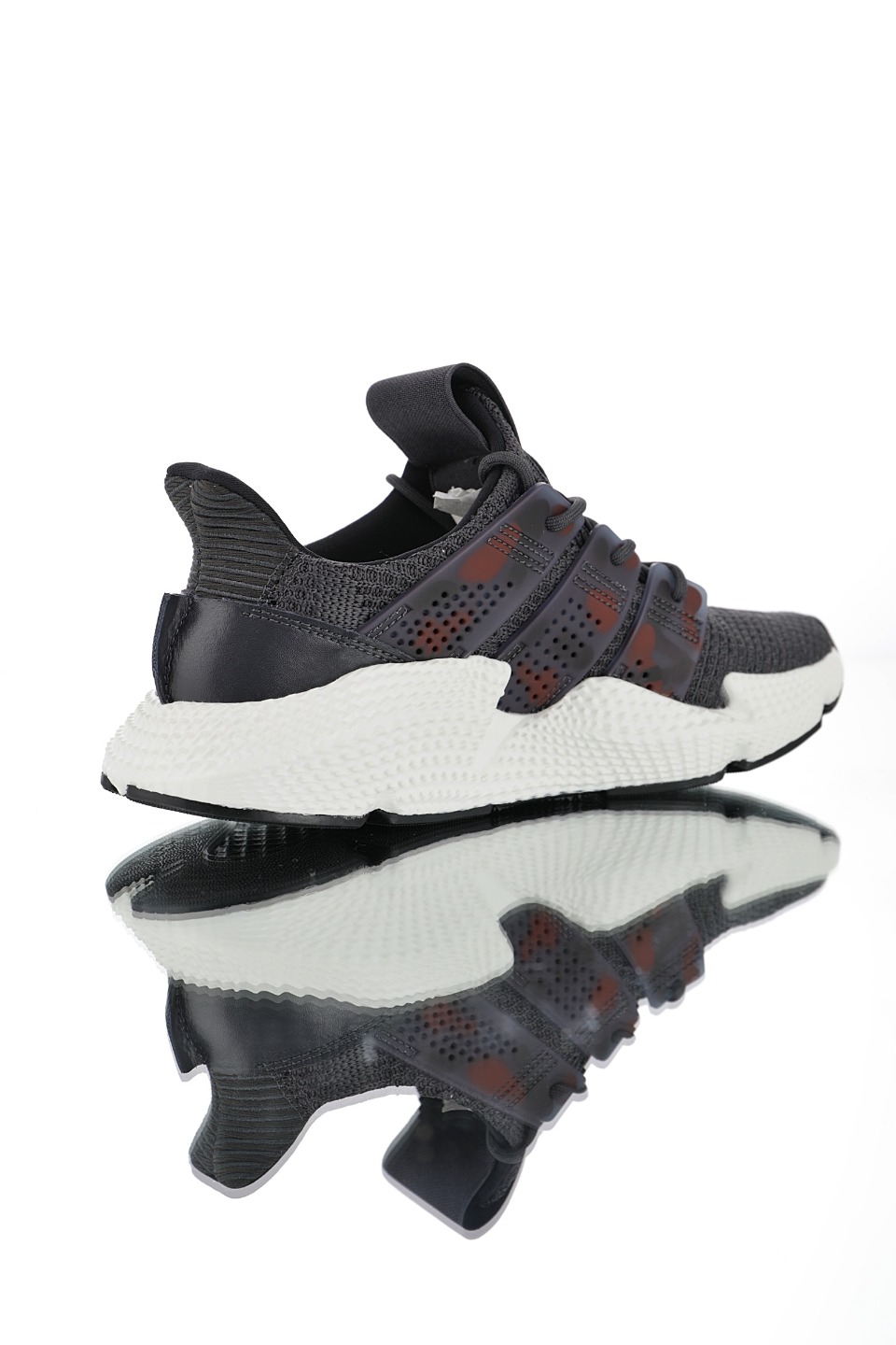 170 男女鞋，真标带半码  三叶草 adidas Originals Prophere刺猬套脚飞织百搭慢跑鞋“深灰影迹迷彩”BD2812
