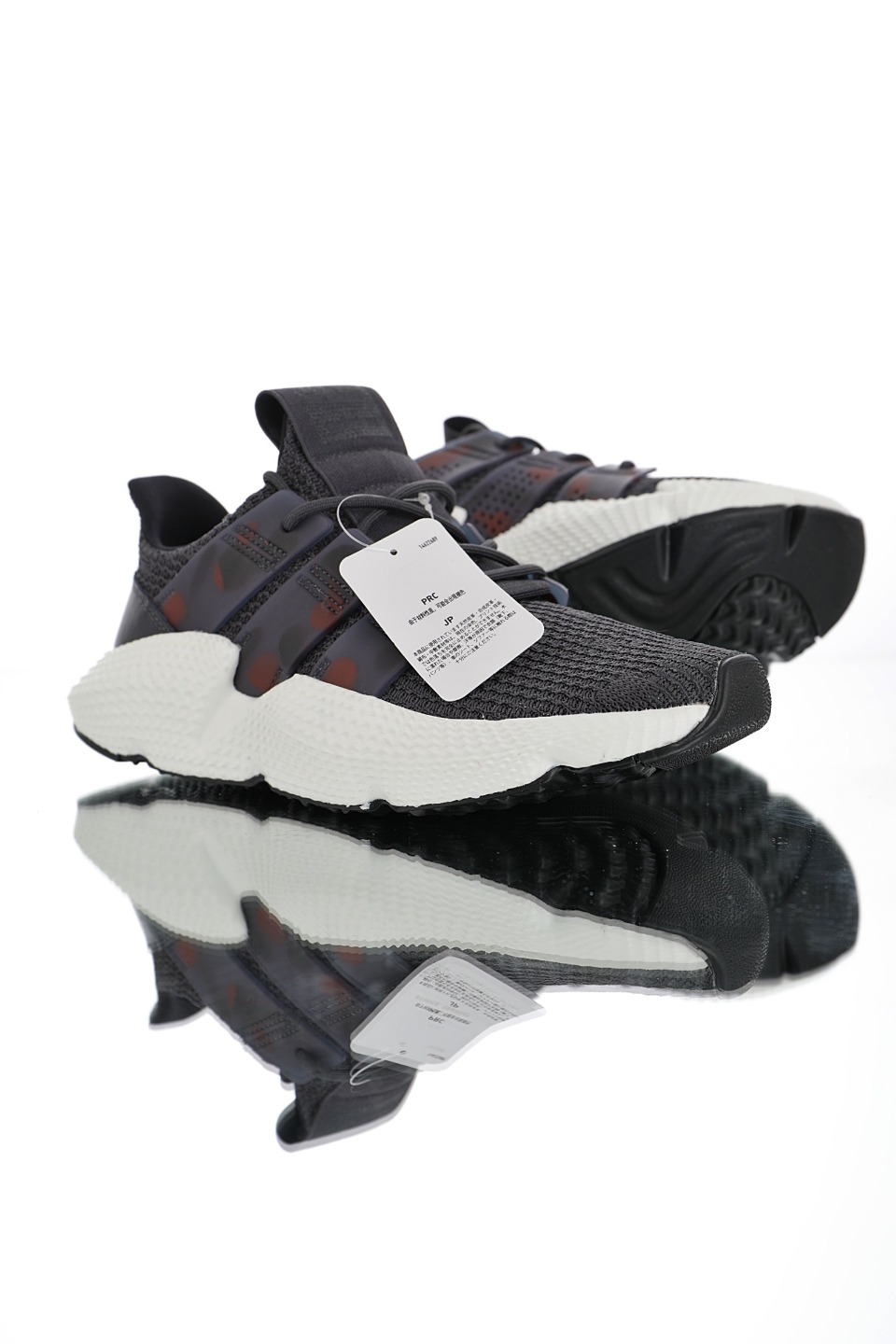 170 男女鞋，真标带半码  三叶草 adidas Originals Prophere刺猬套脚飞织百搭慢跑鞋“深灰影迹迷彩”BD2812