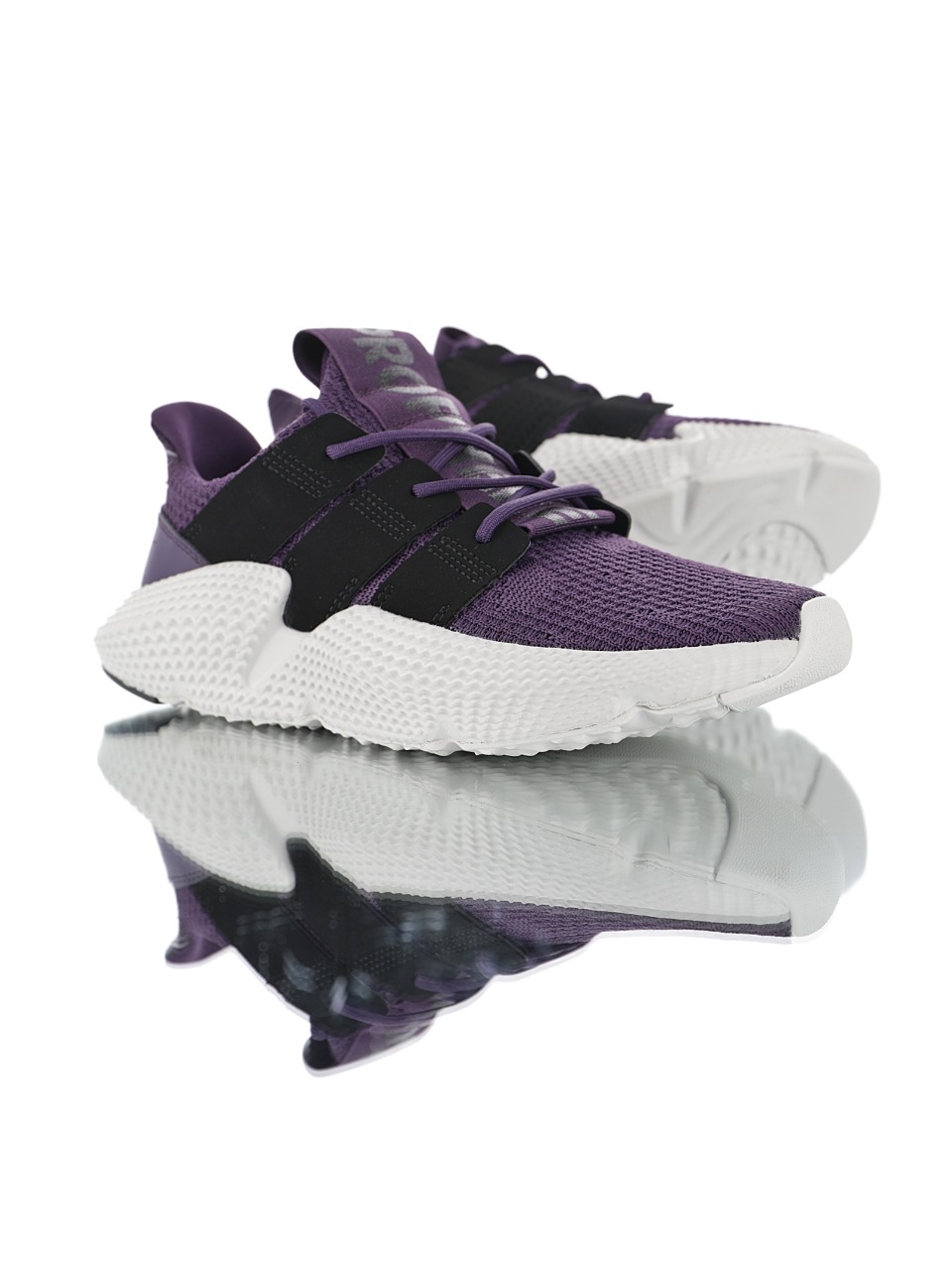 170 男女鞋，真标带半码  三叶草adidas Originals Prophere刺猬套脚飞织百搭慢跑鞋“罗兰紫印花字母”BD7837