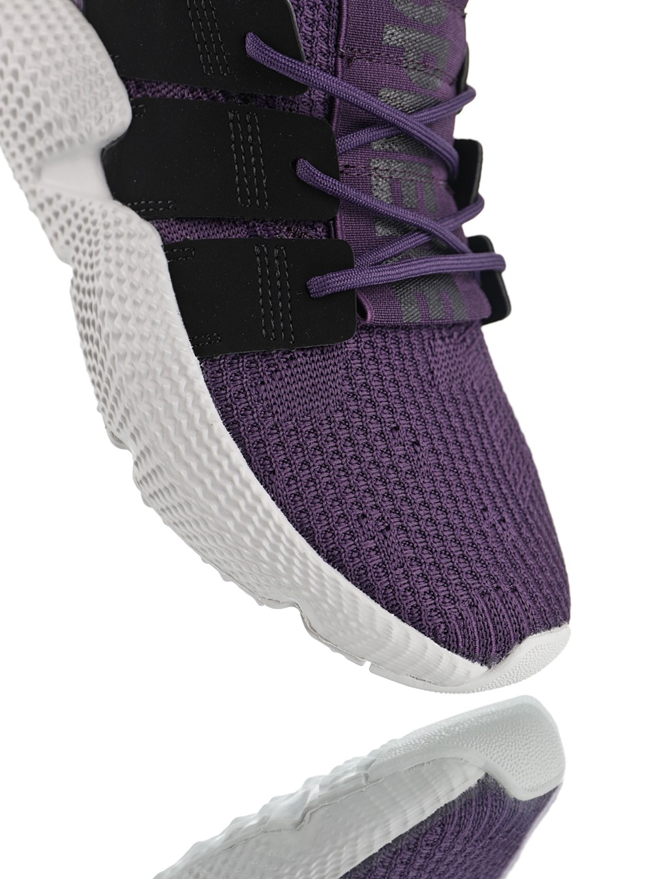170 男女鞋，真标带半码  三叶草adidas Originals Prophere刺猬套脚飞织百搭慢跑鞋“罗兰紫印花字母”BD7837