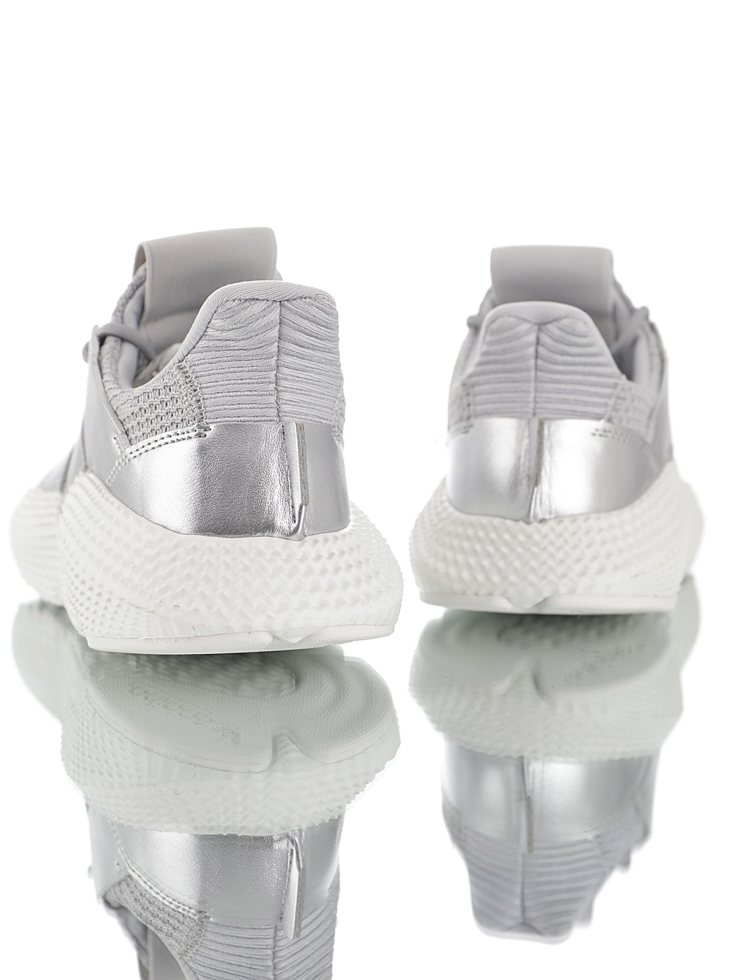 170 男女鞋，真标带半码  三叶草adidas Originals Prophere刺猬套脚飞织百搭慢跑鞋“针织灰漆皮银”CG6069