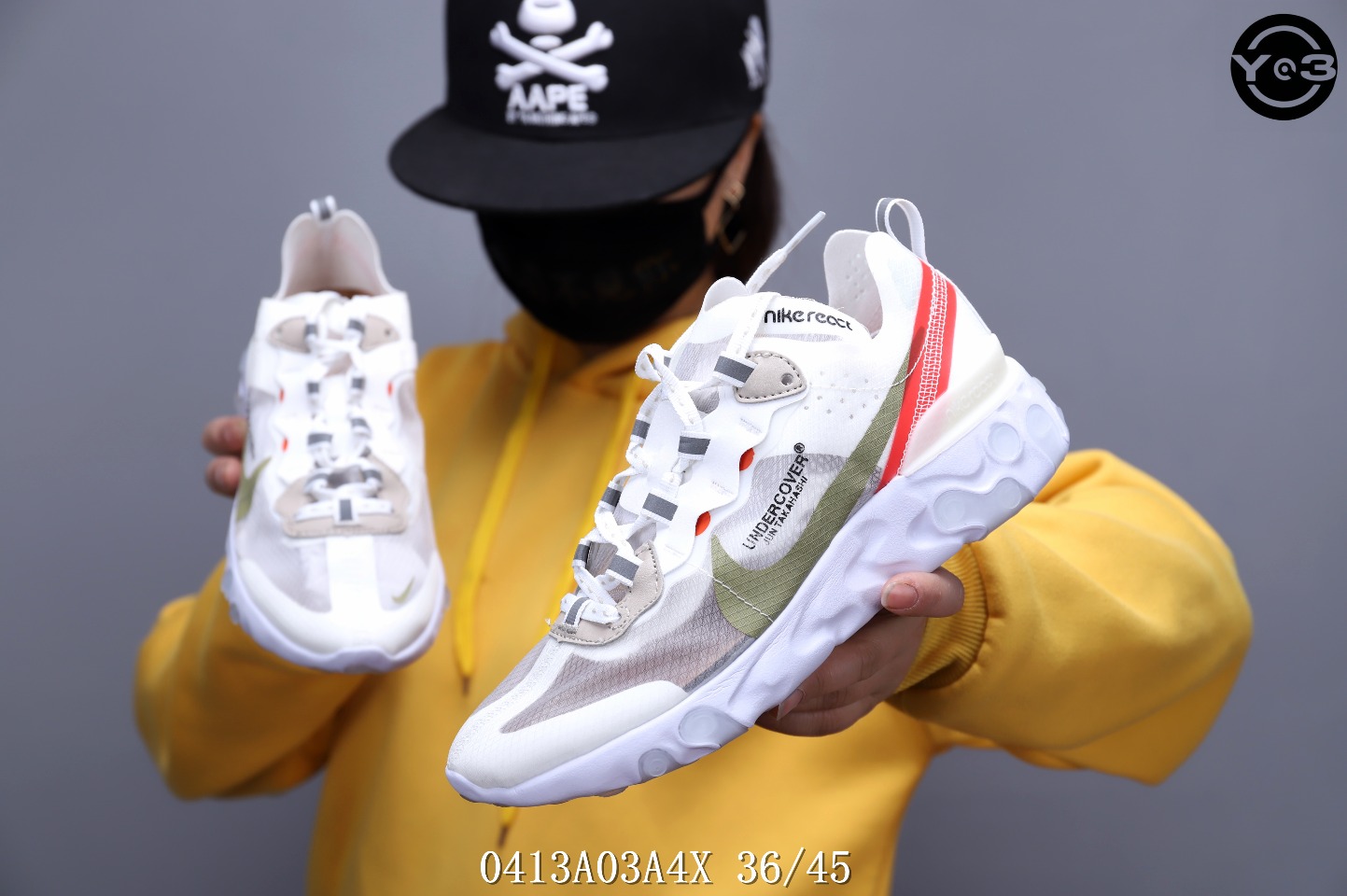150<br />耐克 Nike Epic React Element 87Undercover 瑞亚87联名 高桥盾 透明网纱 轻便跑鞋 <br />SWSIZE：下36/45 <br />编码：0413A03A4X