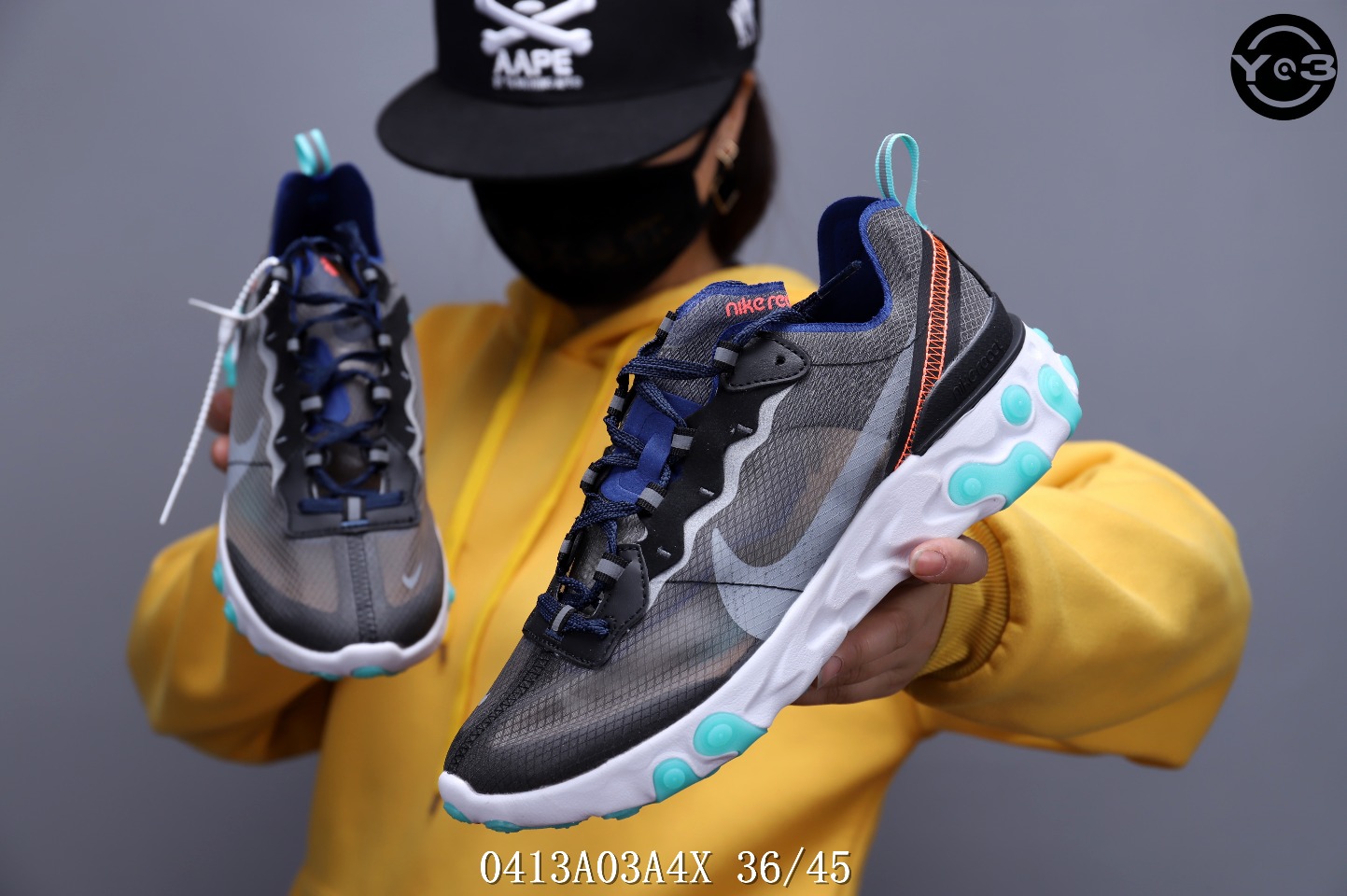 150<br />耐克 Nike Epic React Element 87Undercover 瑞亚87联名 高桥盾 透明网纱 轻便跑鞋 <br />SWSIZE：下36/45 <br />编码：0413A03A4X