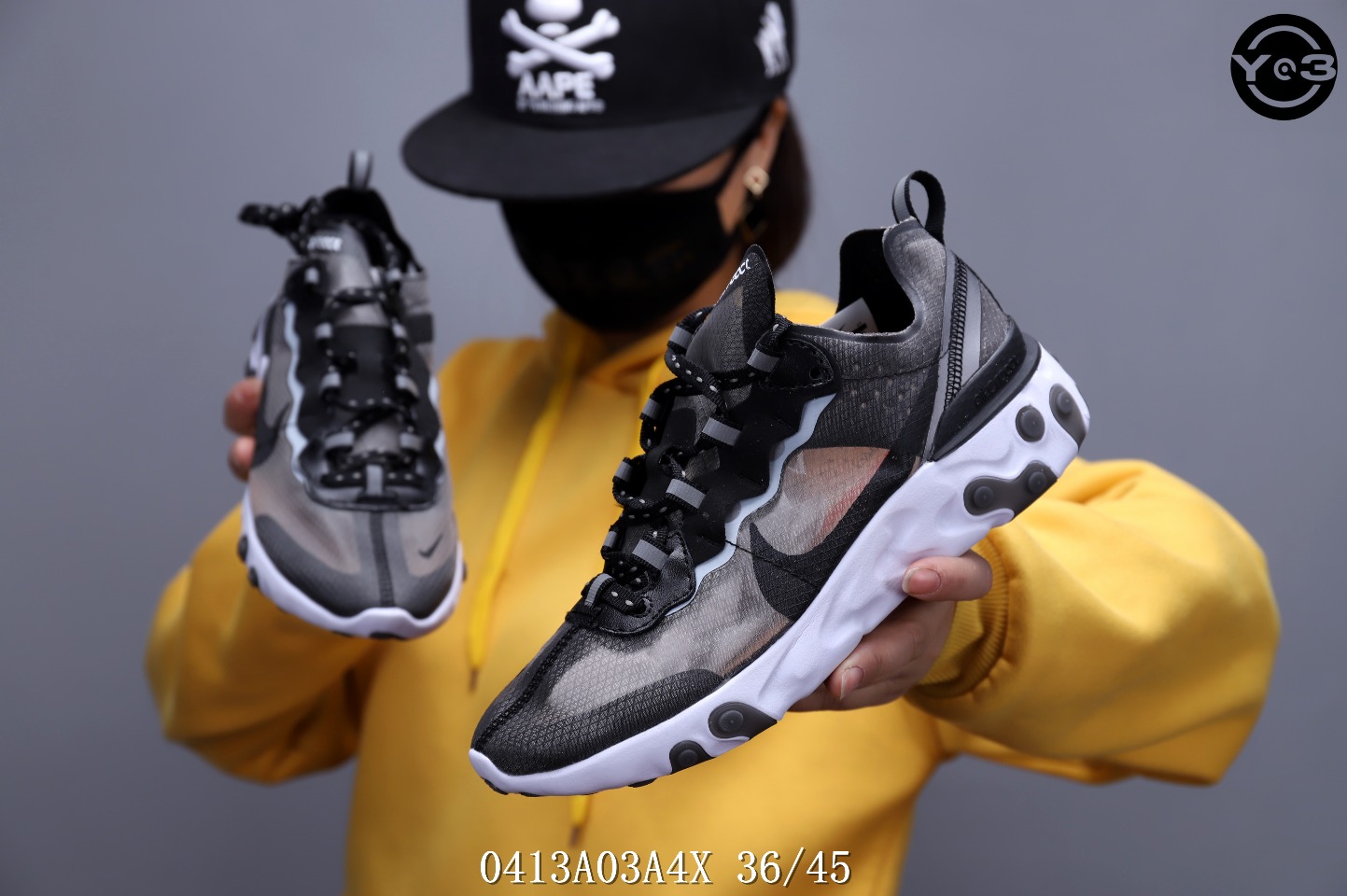 150<br />耐克 Nike Epic React Element 87Undercover 瑞亚87联名 高桥盾 透明网纱 轻便跑鞋 <br />SWSIZE：下36/45 <br />编码：0413A03A4X