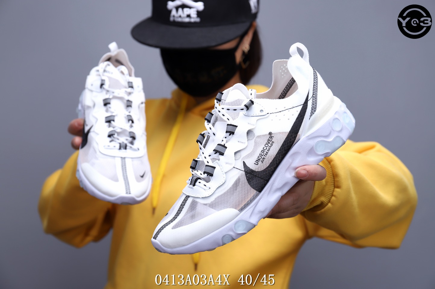150<br />耐克 Nike Epic React Element 87Undercover 瑞亚87联名 高桥盾 透明网纱 轻便跑鞋 <br />SWSIZE：下40/45 <br />编码：0413A03A4X