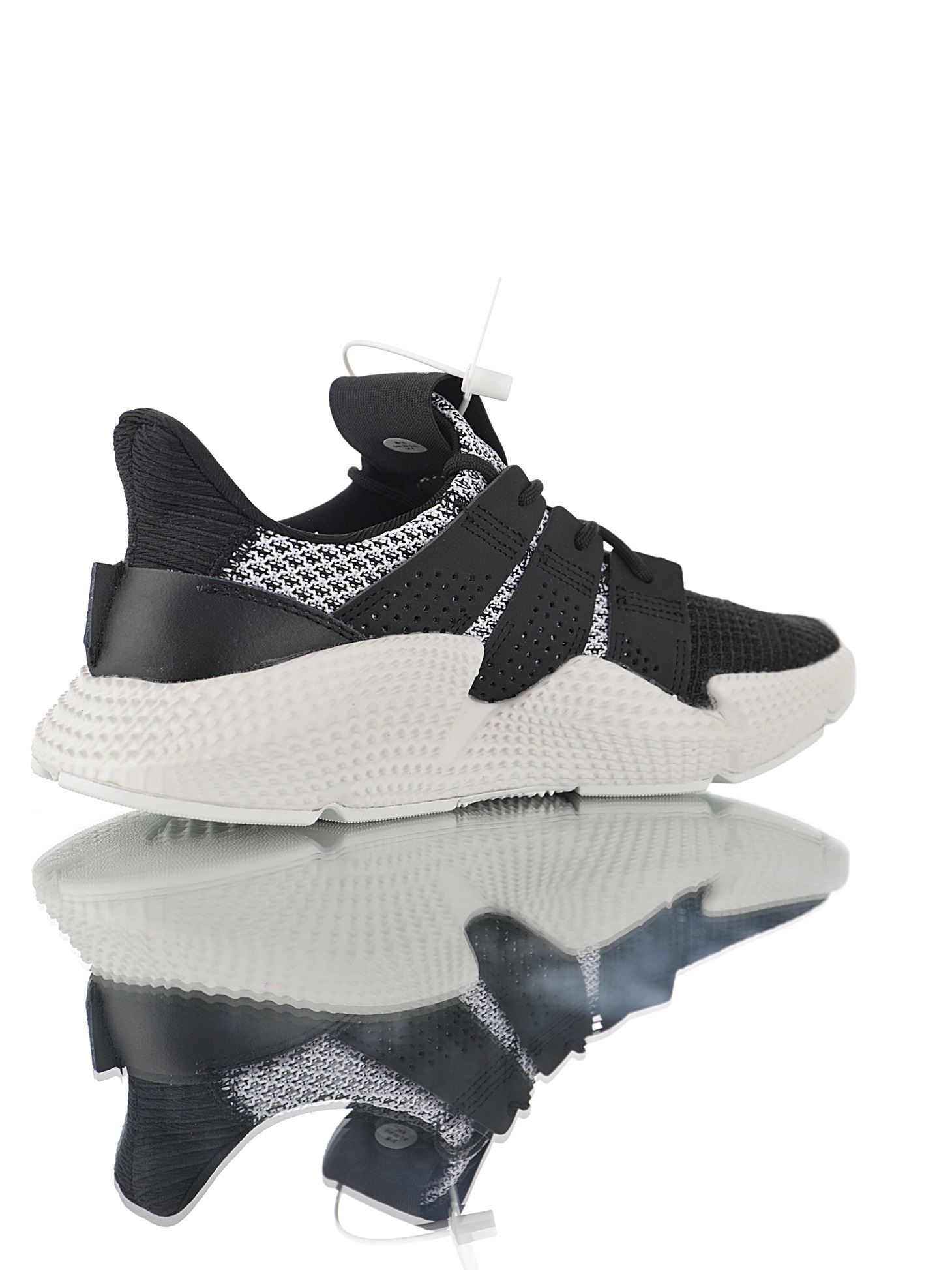 190 男女鞋，真标带半码  三叶草adidas Originals Prophere刺猬套脚飞织百搭慢跑鞋“针织黑白斑驳”CG6485