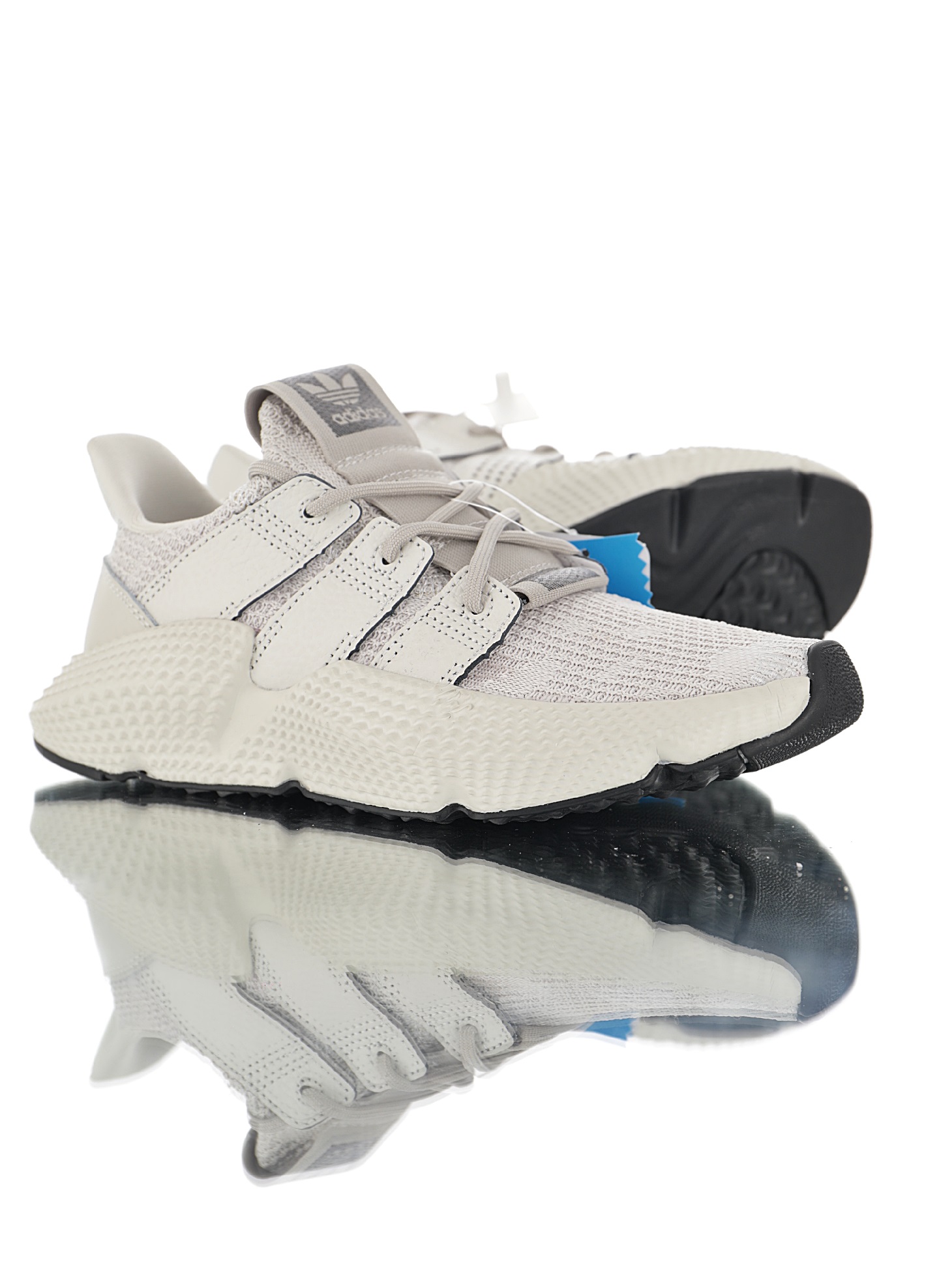 190 男女鞋，真标带半码  三叶草adidas Originals Prophere刺猬套脚飞织百搭慢跑鞋“针织沙漠浅卡其”BD7828