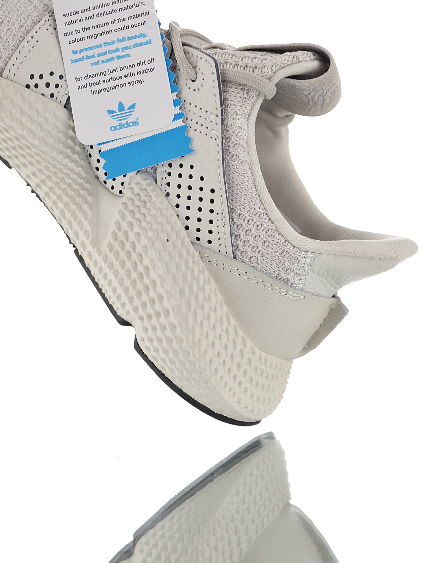 190 男女鞋，真标带半码  三叶草adidas Originals Prophere刺猬套脚飞织百搭慢跑鞋“针织沙漠浅卡其”BD7828