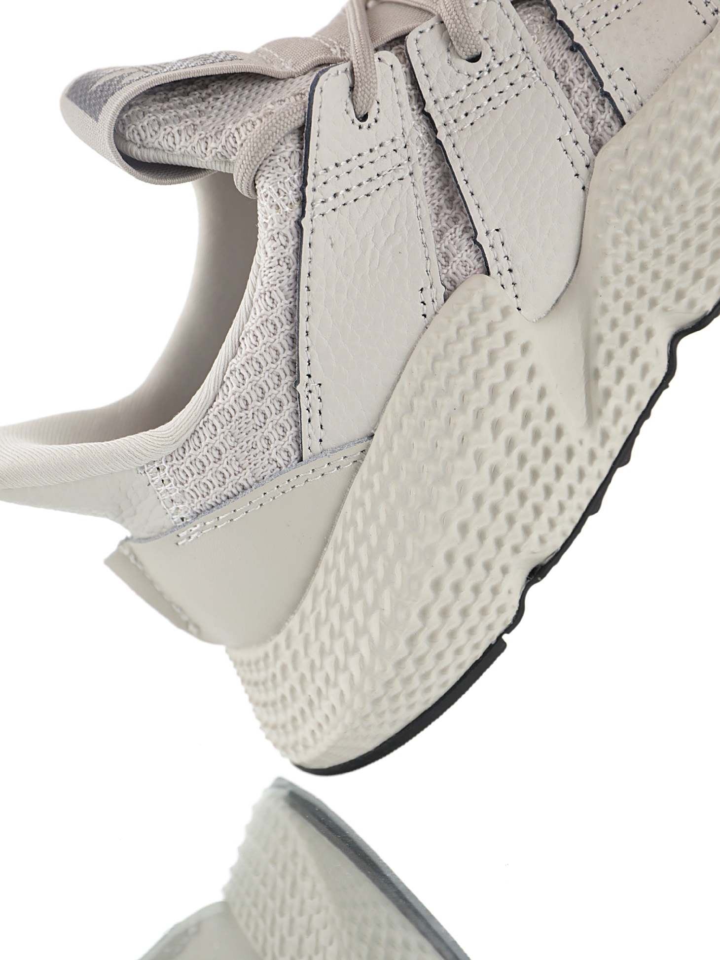 190 男女鞋，真标带半码  三叶草adidas Originals Prophere刺猬套脚飞织百搭慢跑鞋“针织沙漠浅卡其”BD7828