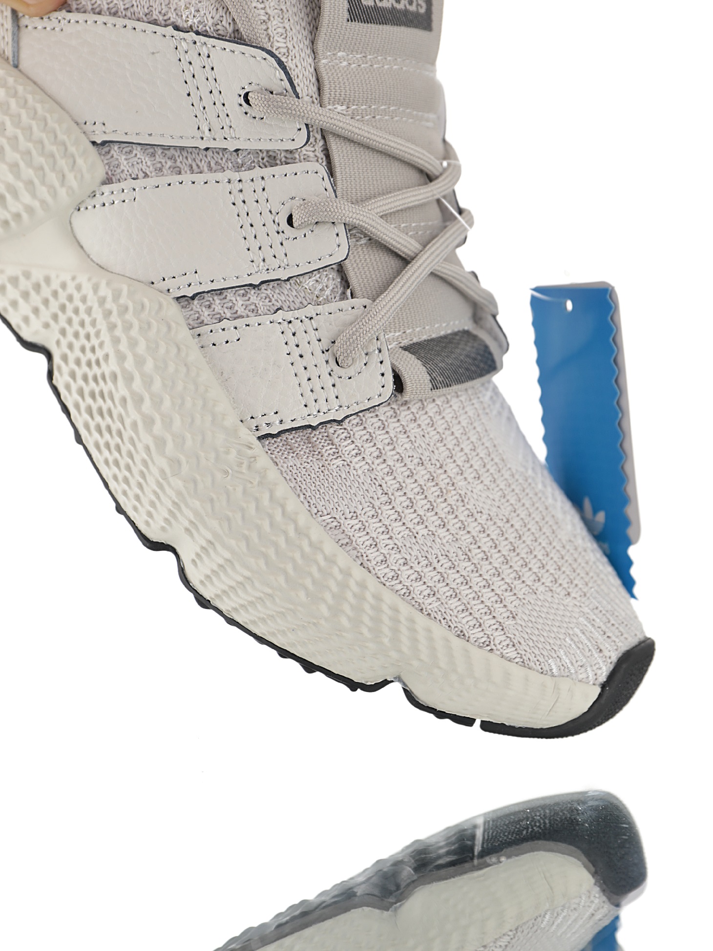 190 男女鞋，真标带半码  三叶草adidas Originals Prophere刺猬套脚飞织百搭慢跑鞋“针织沙漠浅卡其”BD7828
