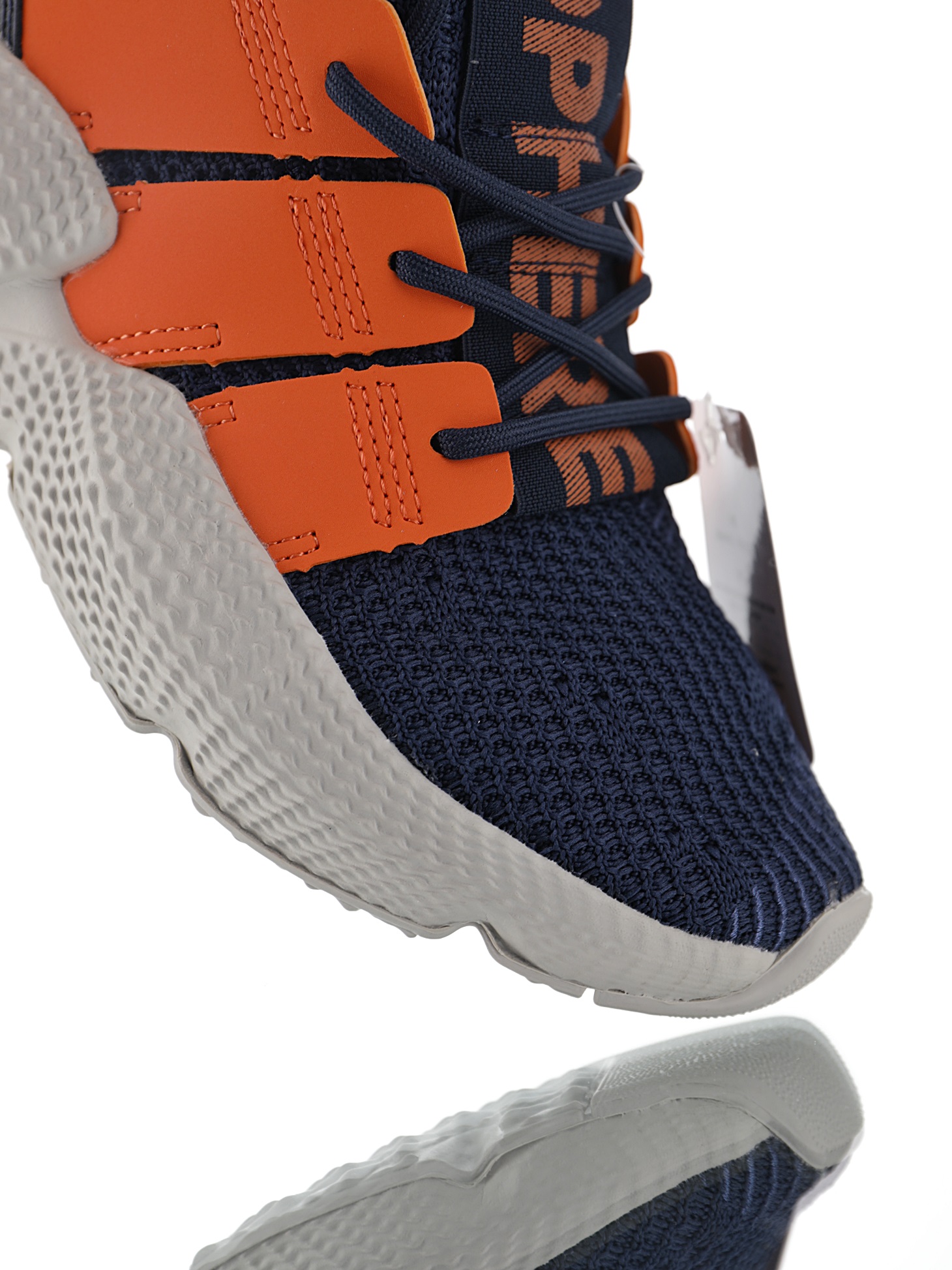170 男女鞋，真标带半码  三叶草adidas Originals Prophere刺猬套脚飞织百搭慢跑鞋“针织深蓝亮橙”BD7839