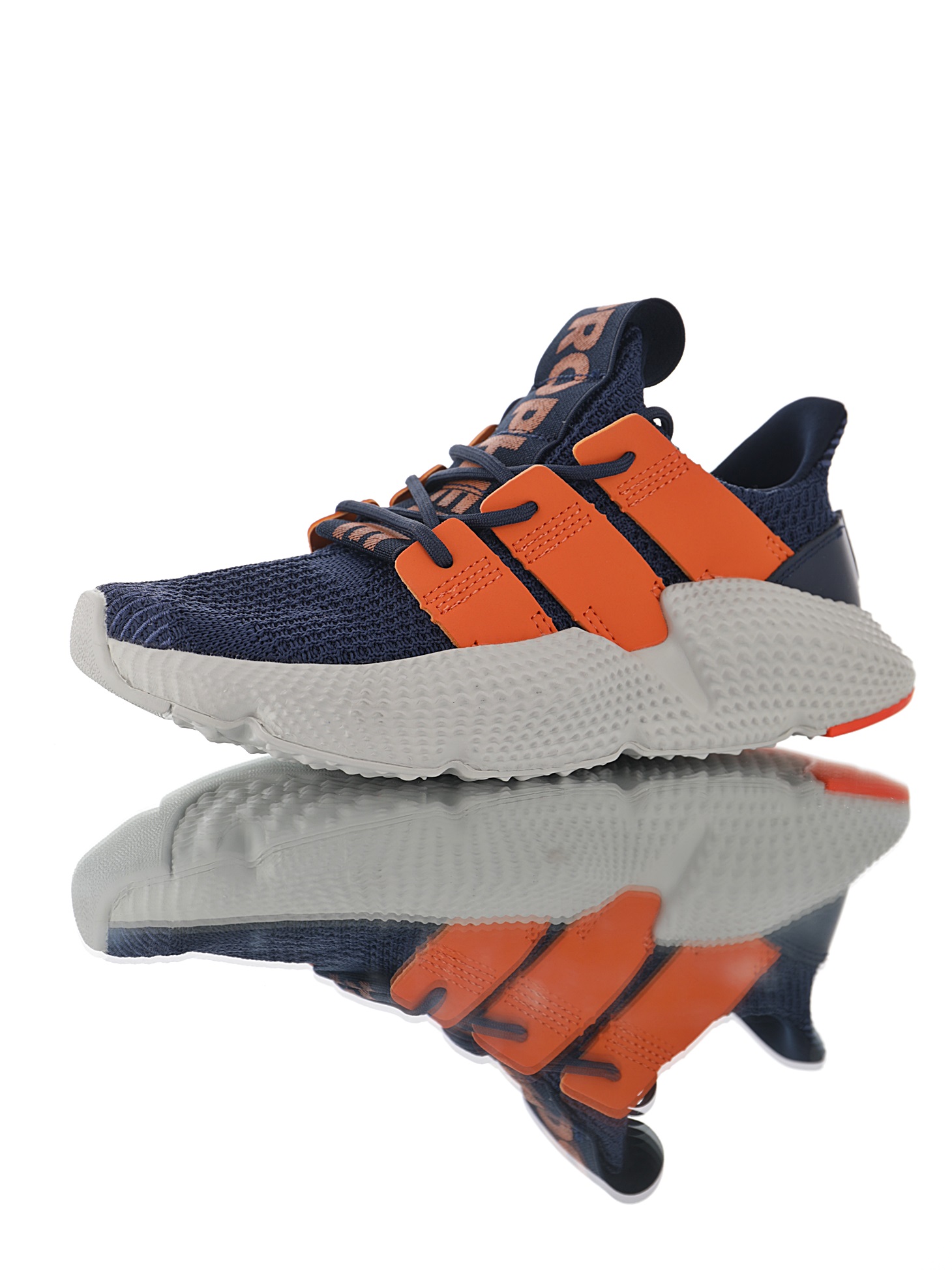 170 男女鞋，真标带半码  三叶草adidas Originals Prophere刺猬套脚飞织百搭慢跑鞋“针织深蓝亮橙”BD7839