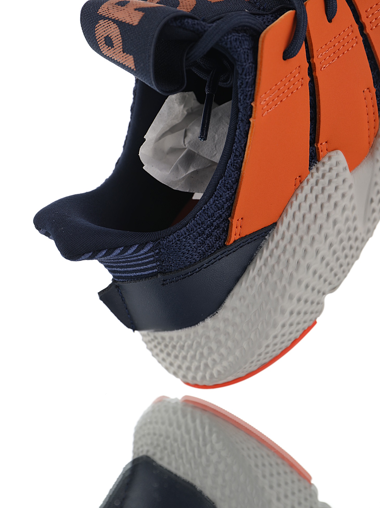 170 男女鞋，真标带半码  三叶草adidas Originals Prophere刺猬套脚飞织百搭慢跑鞋“针织深蓝亮橙”BD7839