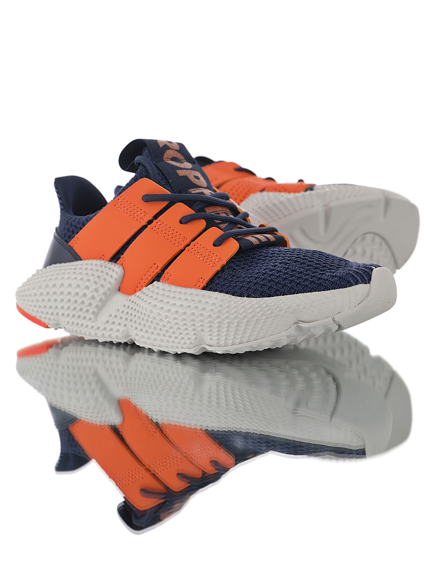 170 男女鞋，真标带半码  三叶草adidas Originals Prophere刺猬套脚飞织百搭慢跑鞋“针织深蓝亮橙”BD7839