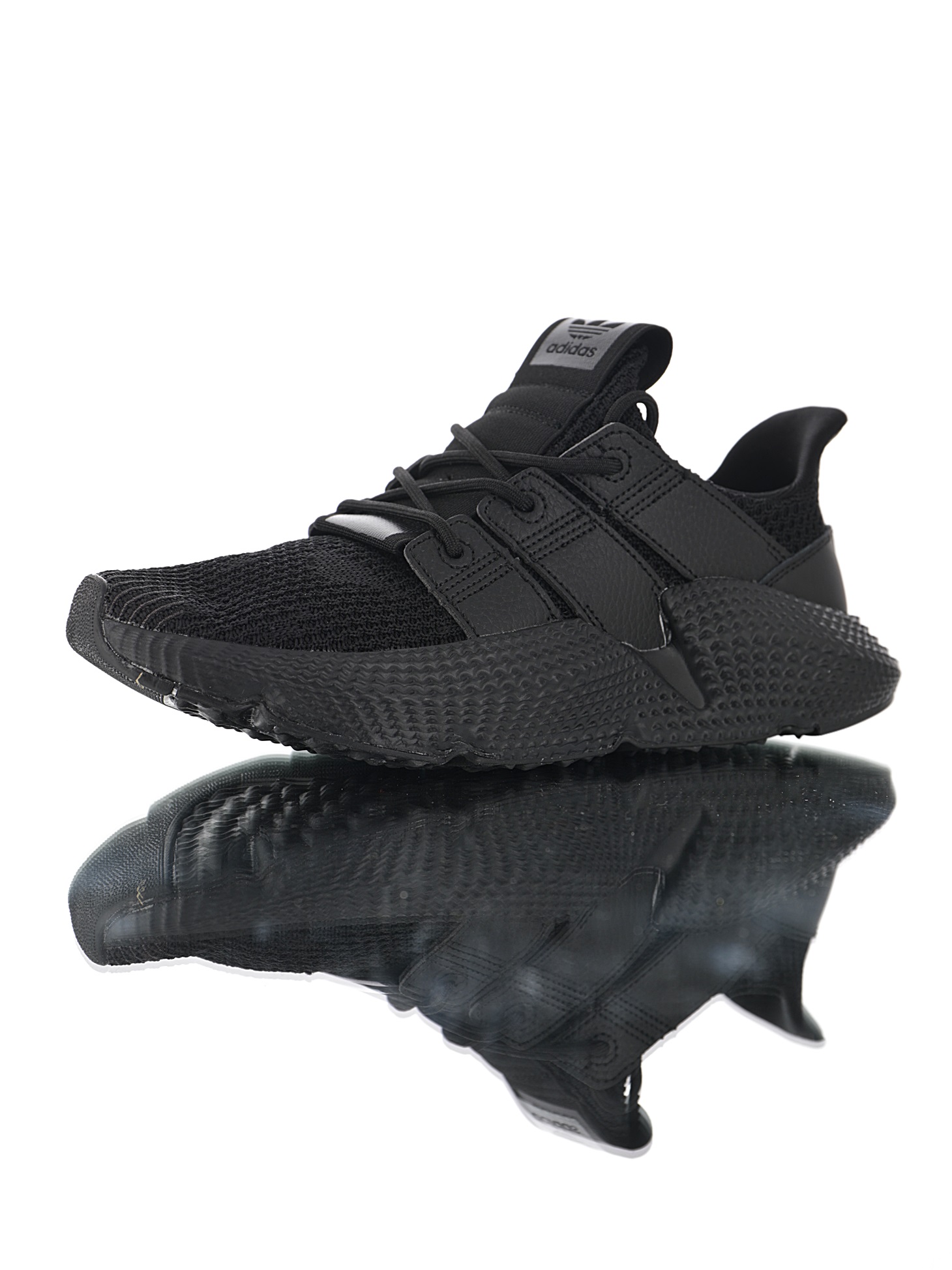 170 男女鞋，真标带半码  三叶草adidas Originals Prophere刺猬套脚飞织百搭慢跑鞋“针织全黑荔枝皮”BD7827