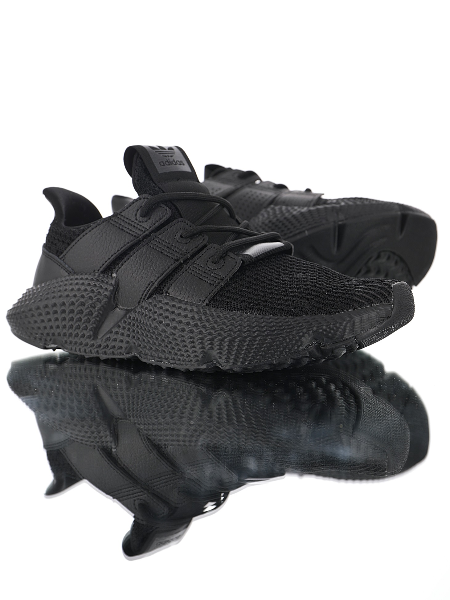170 男女鞋，真标带半码  三叶草adidas Originals Prophere刺猬套脚飞织百搭慢跑鞋“针织全黑荔枝皮”BD7827