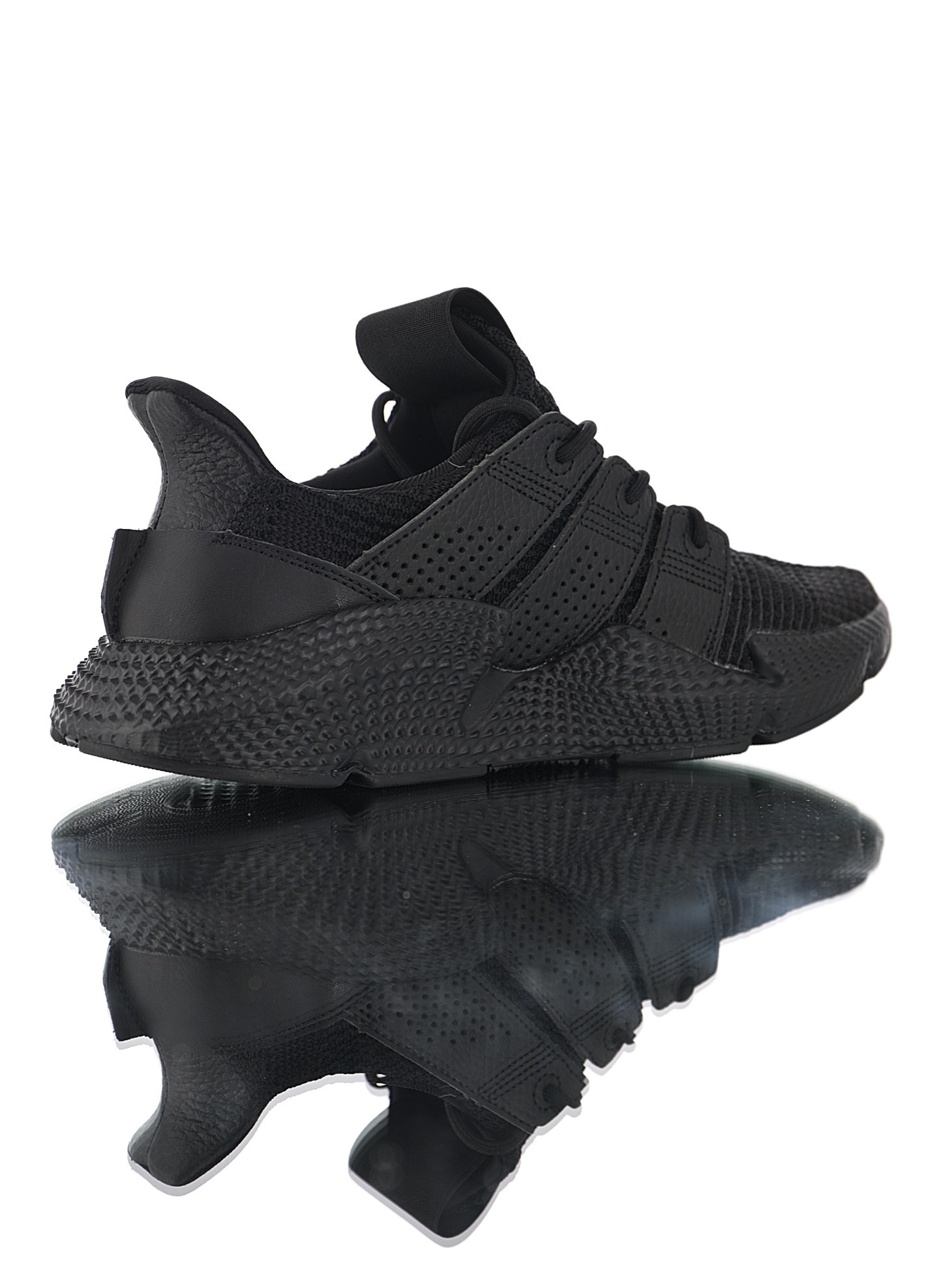 170 男女鞋，真标带半码  三叶草adidas Originals Prophere刺猬套脚飞织百搭慢跑鞋“针织全黑荔枝皮”BD7827