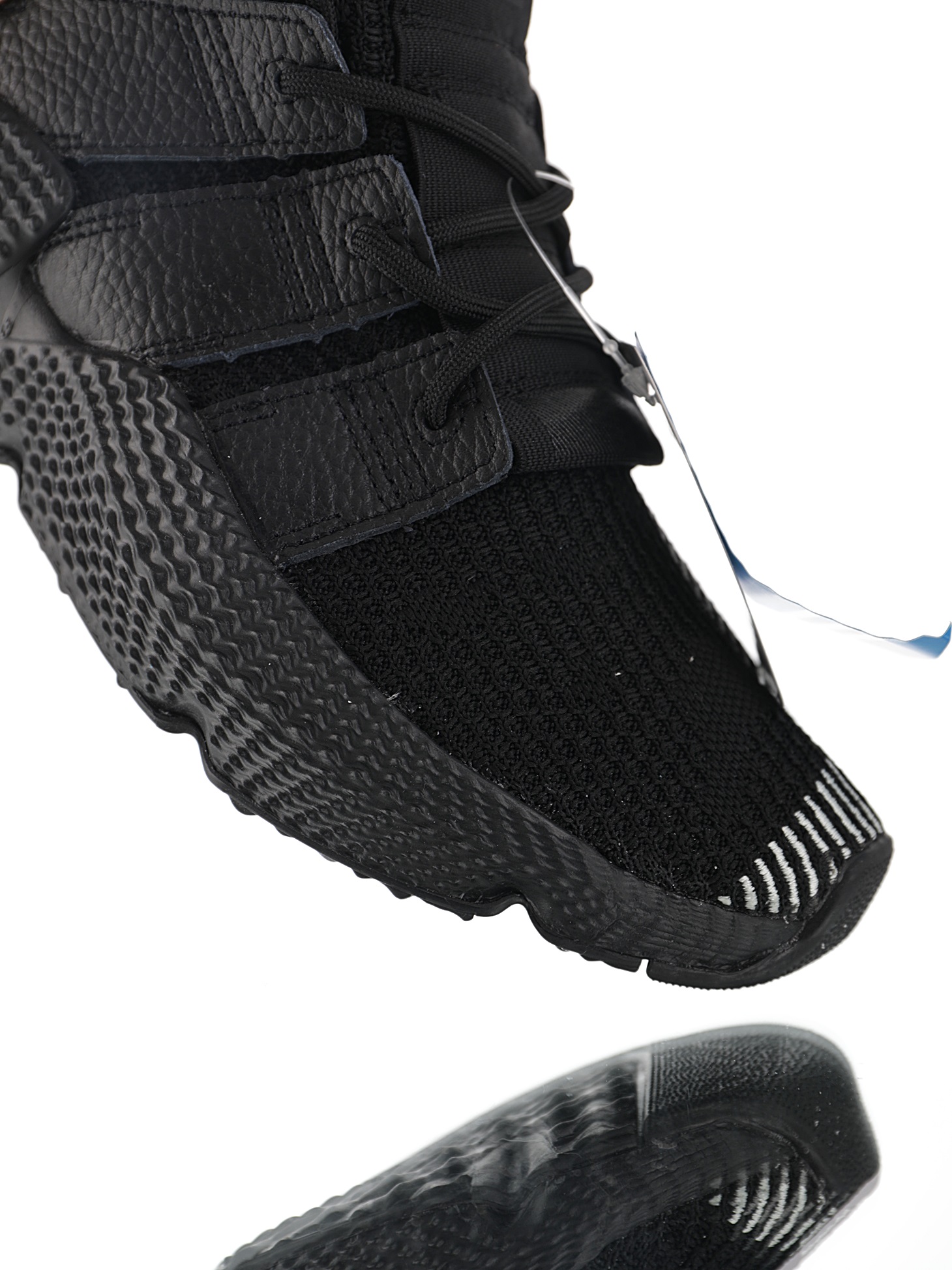 170 男女鞋，真标带半码  三叶草adidas Originals Prophere刺猬套脚飞织百搭慢跑鞋“针织全黑白条纹”CG6478