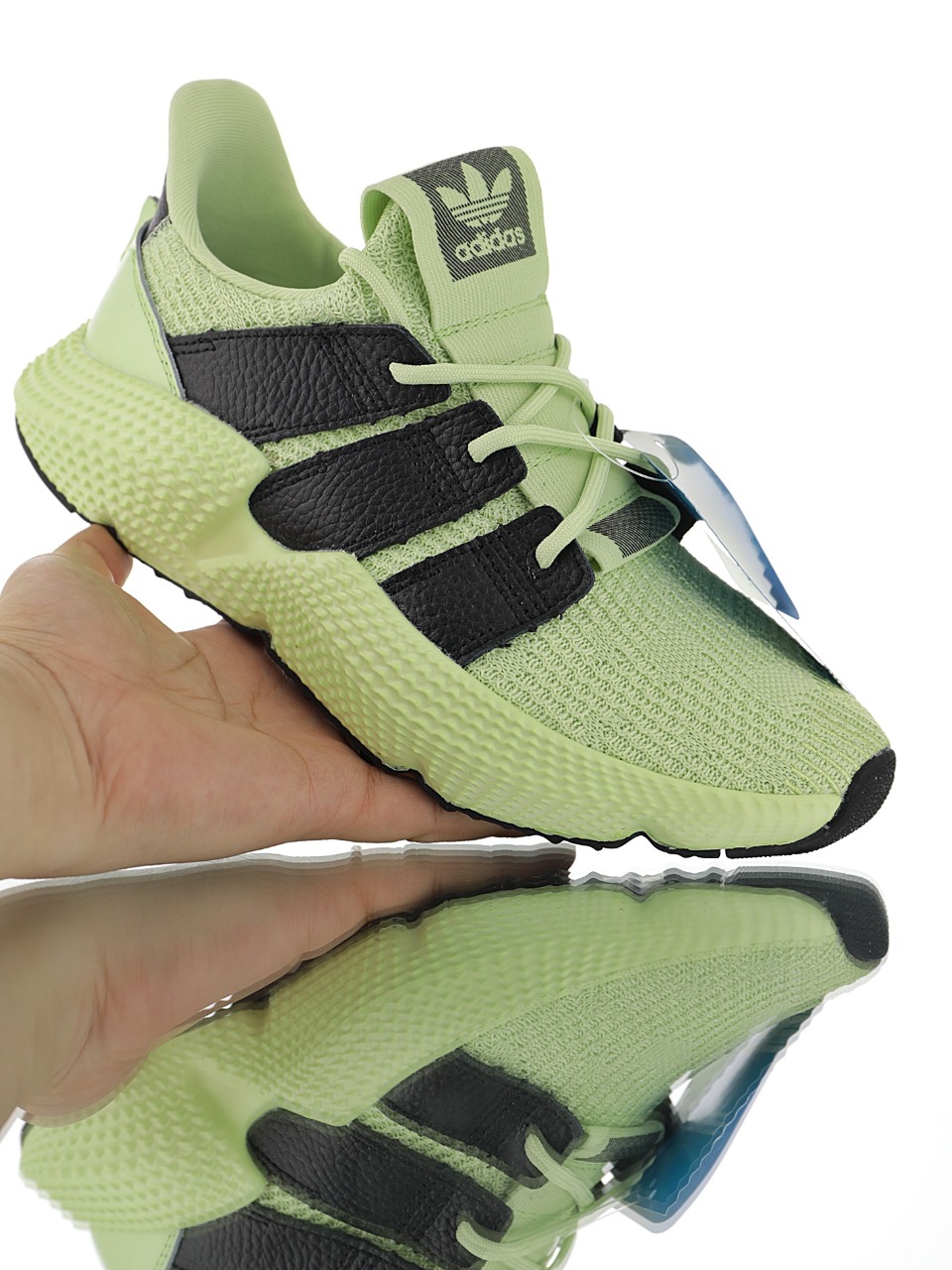 190 男女鞋，真标带半码  三叶草adidas Originals Prophere刺猬套脚飞织百搭慢跑鞋“针织荧光绿黑”F34235 42.5 43 44 44.5 45