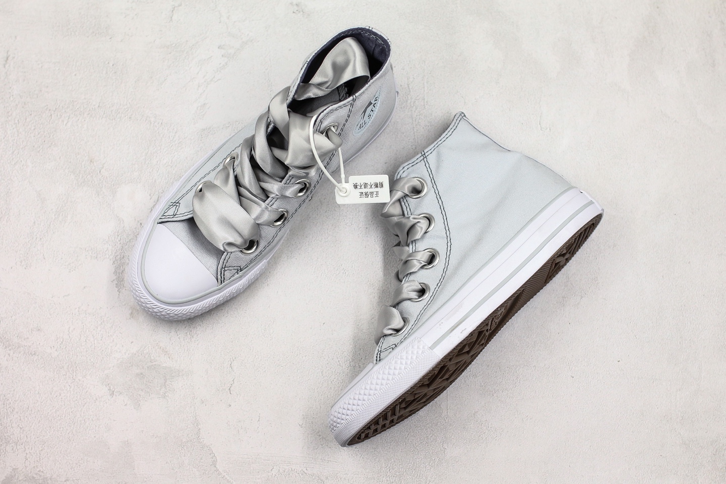 180 纯原匡威新款高帮丝带 converse  chuck taylor big eyelets  白粉银色蝴蝶结帆布限定款