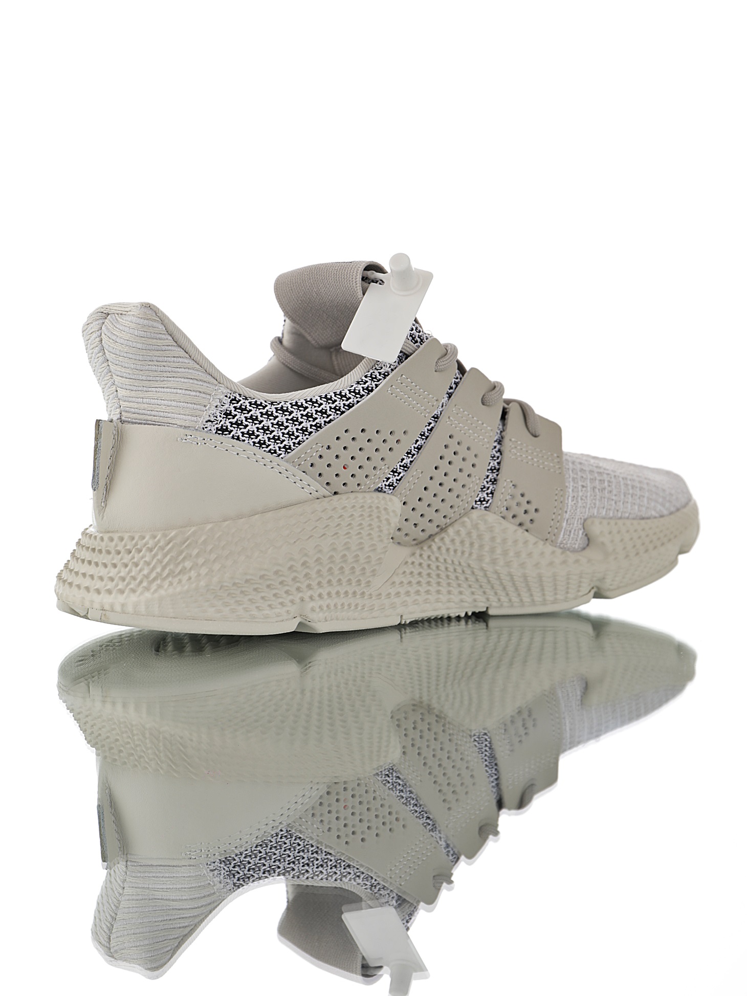 190 男女鞋，真标带半码  三叶草adidas Originals Prophere刺猬套脚飞织百搭慢跑鞋“针织沙漠灰白斑驳”CG5933