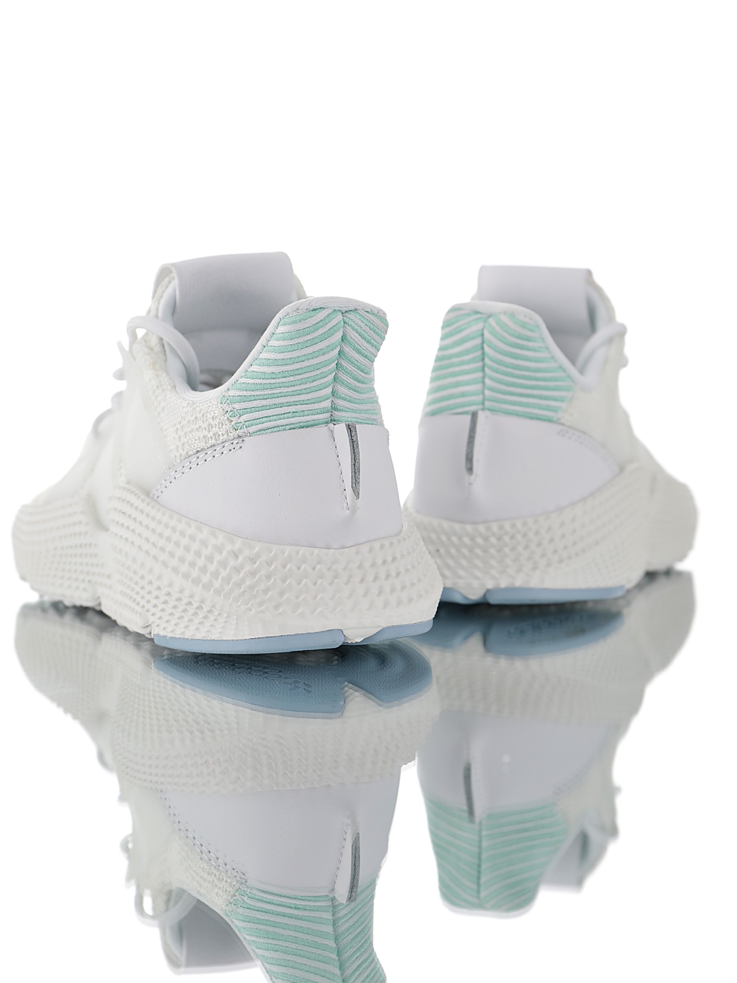 190 男女鞋，真标带半码  三叶草adidas Originals Prophere刺猬套脚飞织百搭慢跑鞋“针织白薄荷绿兰”F36910